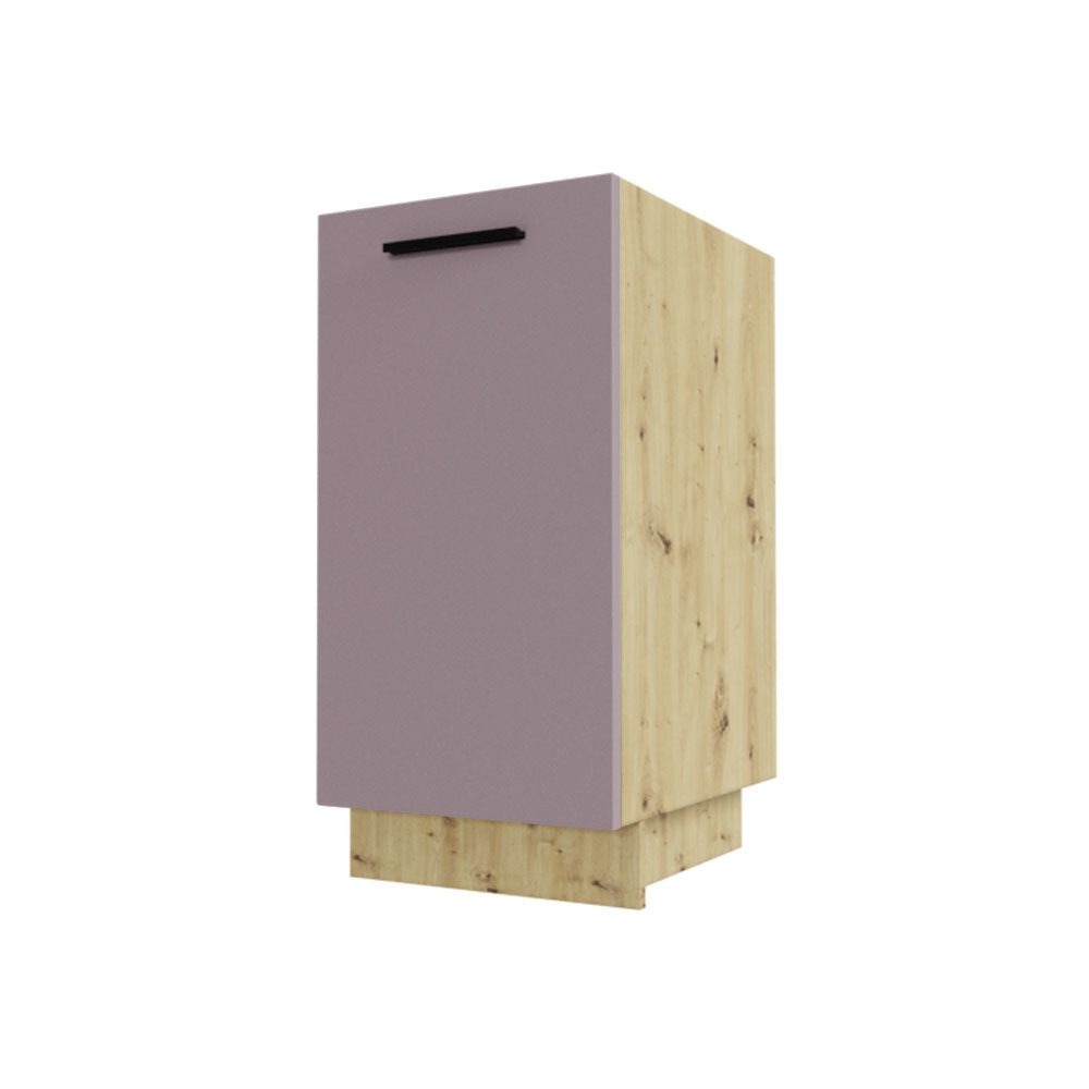 Feldmann-Wohnen Auszugsunterschrank Bonn (D1D/40/kargo, 1 Türfront, innen 1 Korbauszug mit 2 Ablagen, 1-St., moderne Optik, MDF Fronten) Eiche Artisan / rosé kupfer matt