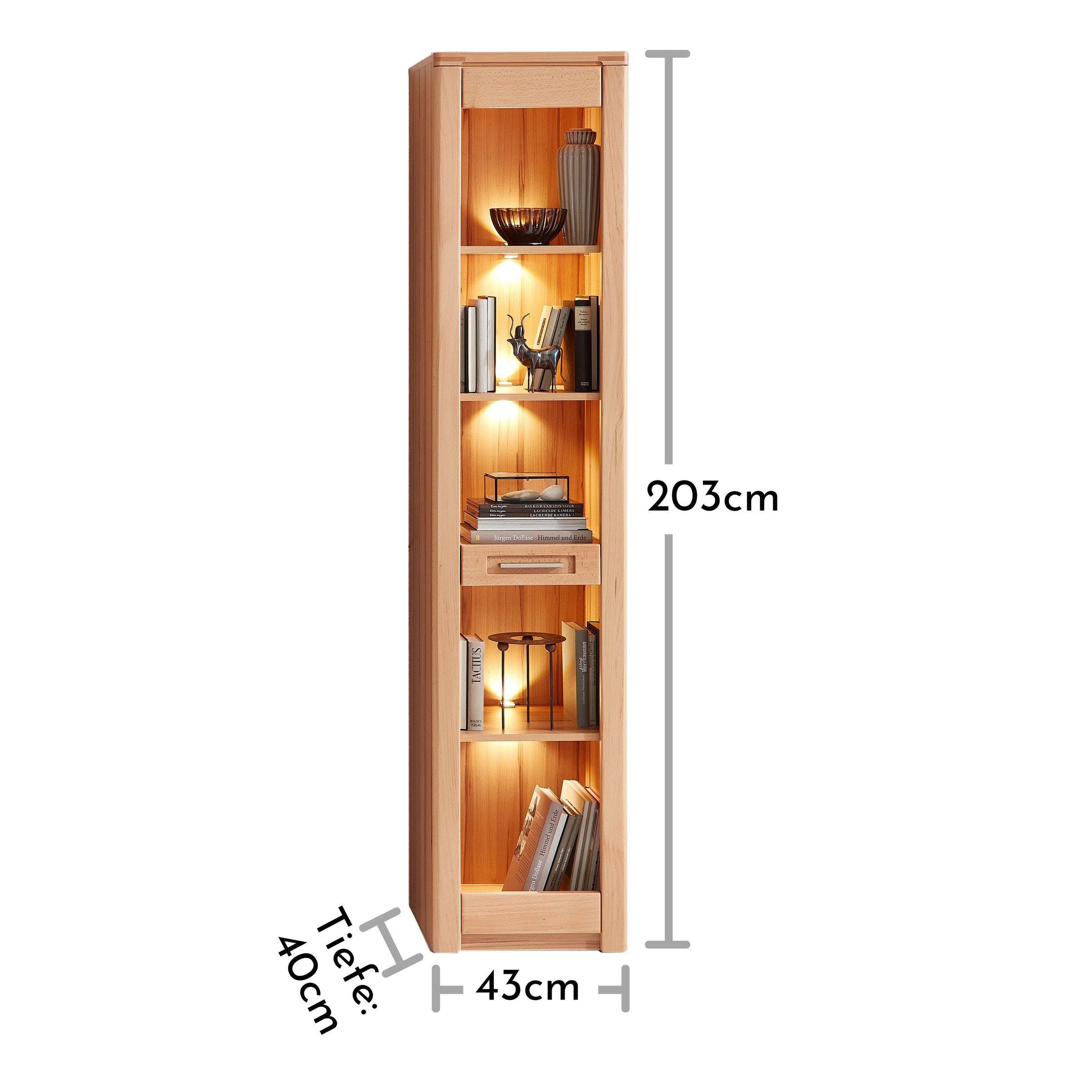 Innostyle Regal Schublade, mit LED, FSC, in Kernbuche teilmassiv - 43x203x40cm (B/H/T)