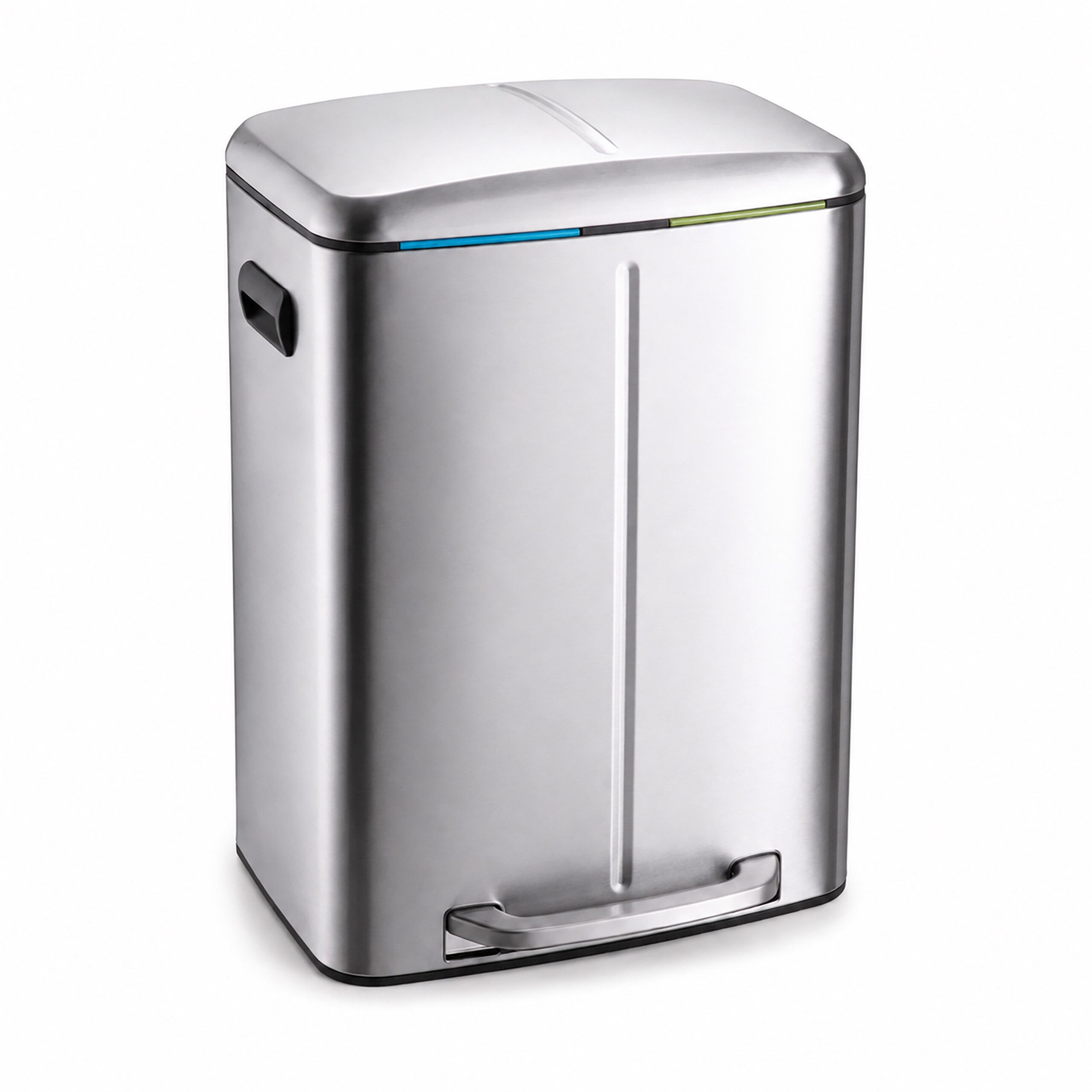 relaxdays Mülltrennsystem Mülleimer 2 Fächer 2x20 l, silber