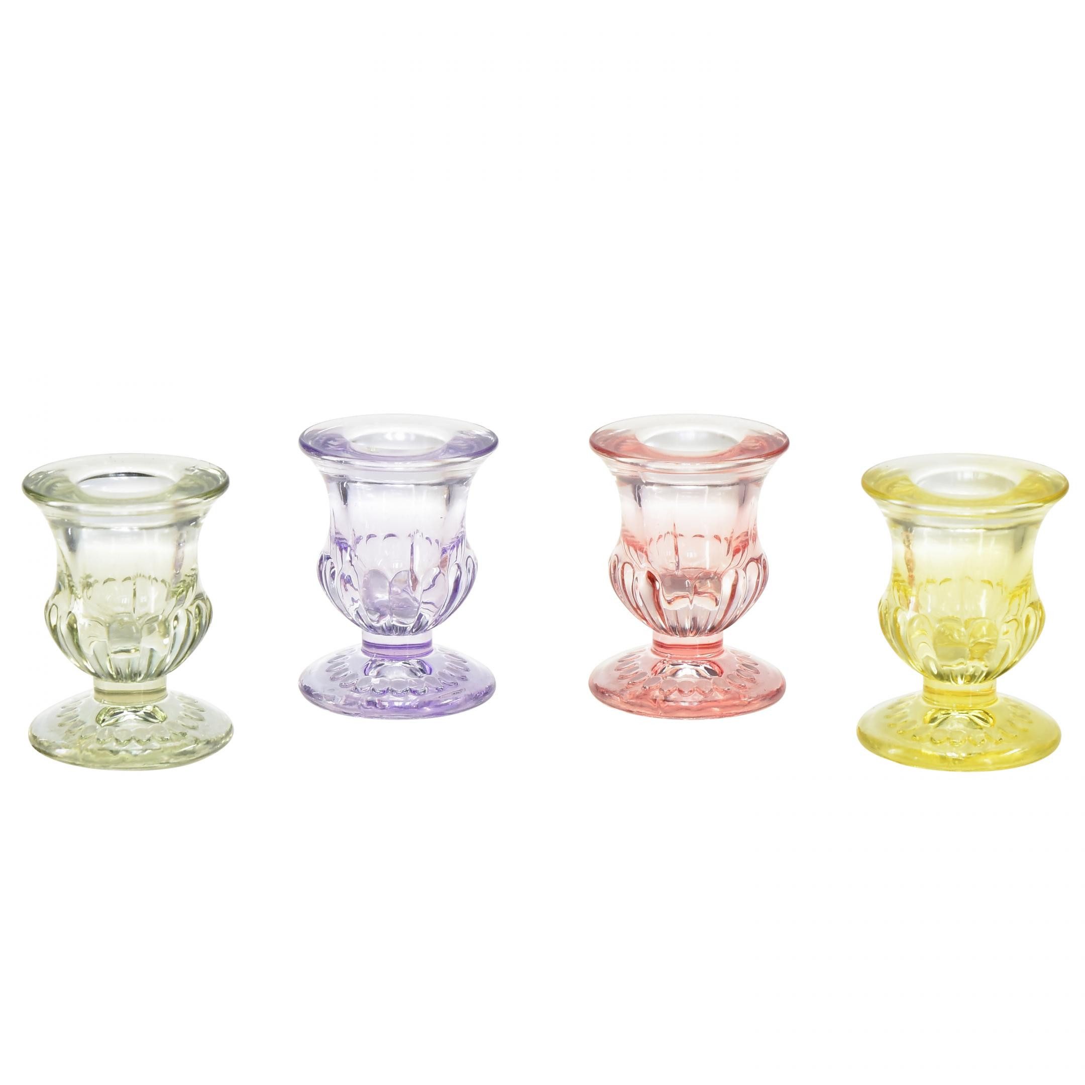Kaemingk Tischvase Farbige Glaskerzenhalter Ø5cm H6cm Set 4 bunt, 4 Stück