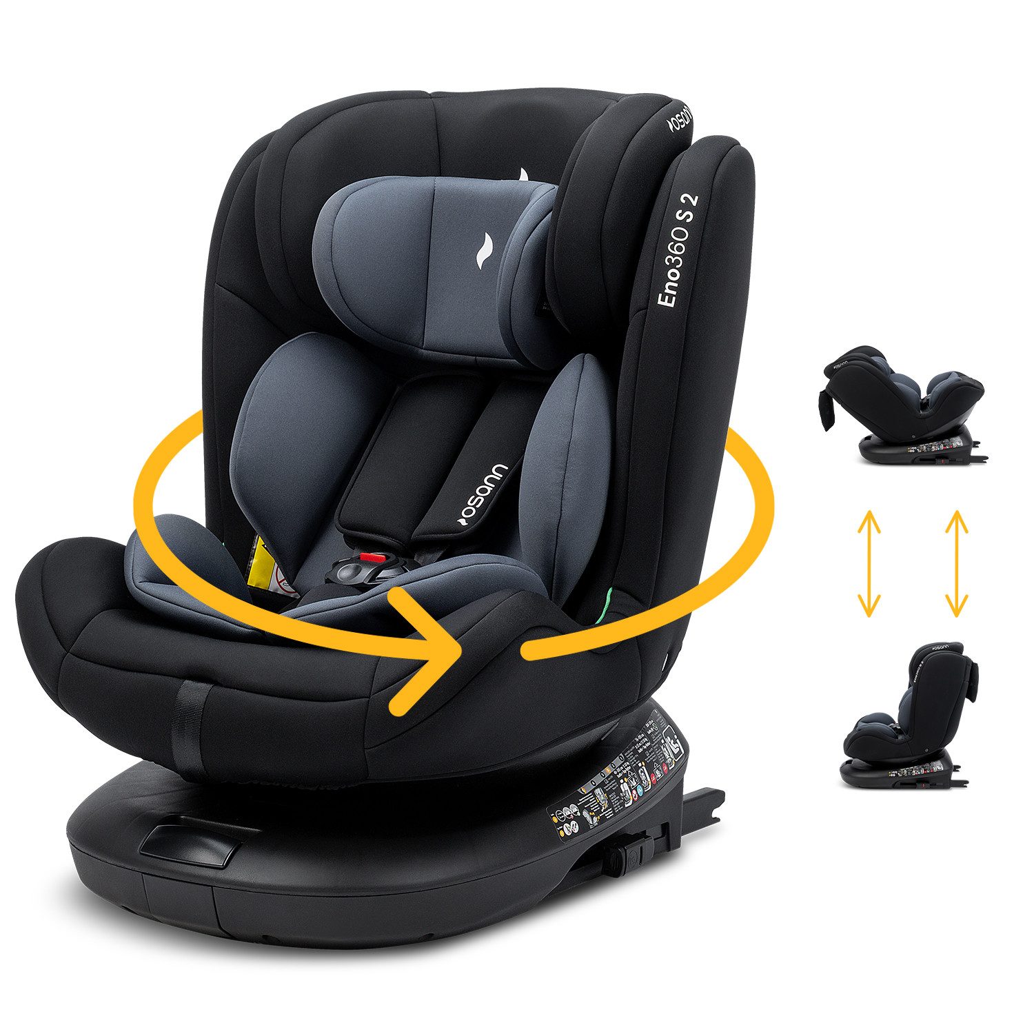 Osann Autokindersitz Eno360 S 2, ab: Geburt, bis: 12 Jahre, ab: 40 cm, bis: 150 cm, sicherer 360°Kindersitz: reboard bis 4 Jahre, verwendbar von 40-150 cm
