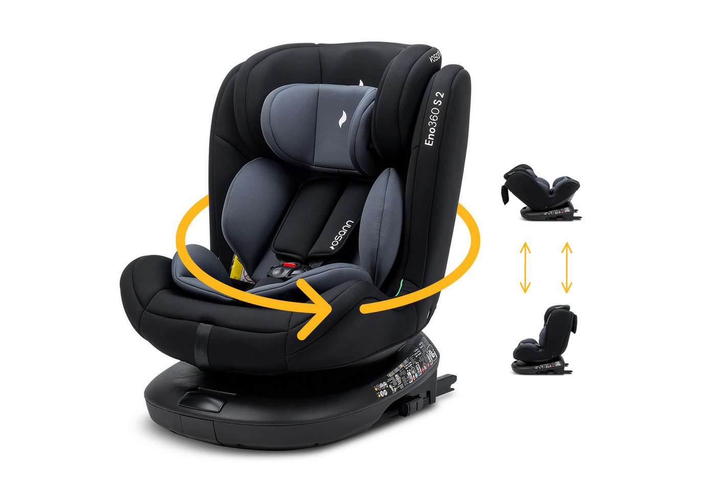 Osann Autokindersitz Eno360 S 2, ab: Geburt, bis: 12 Jahre, ab: 40 cm, bis: 150 cm, sicherer 360°Kindersitz: reboard bis 4 Jahre, verwendbar von 40-150 cm