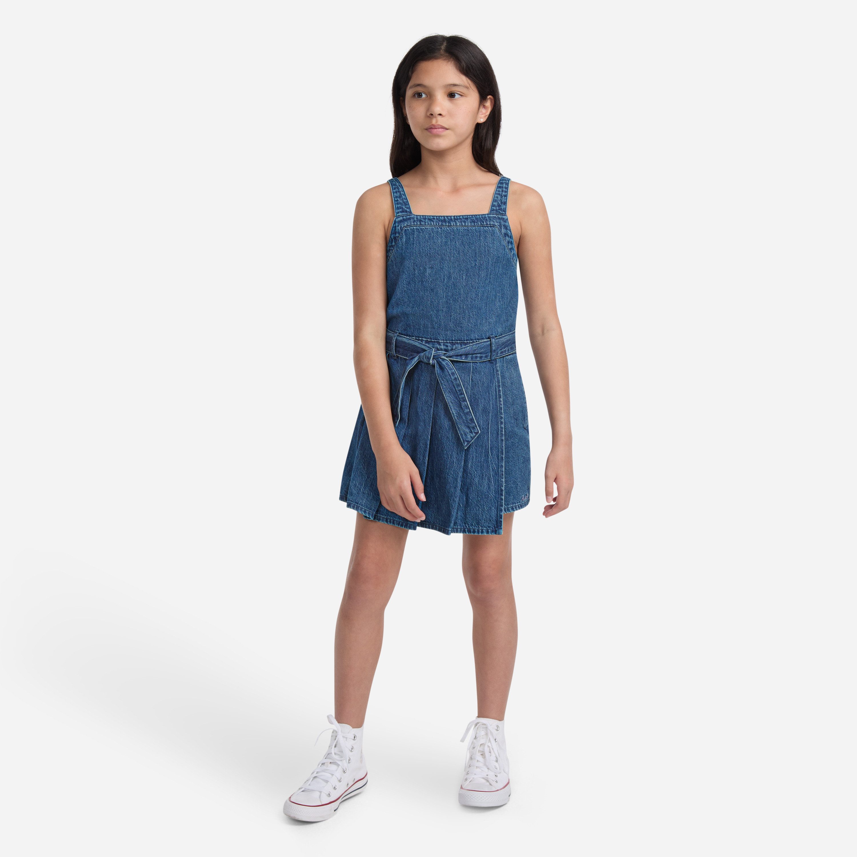 Abercrombie Kids Jeanskleid AFG PLEATED SKORT DRESS mit Bindeband