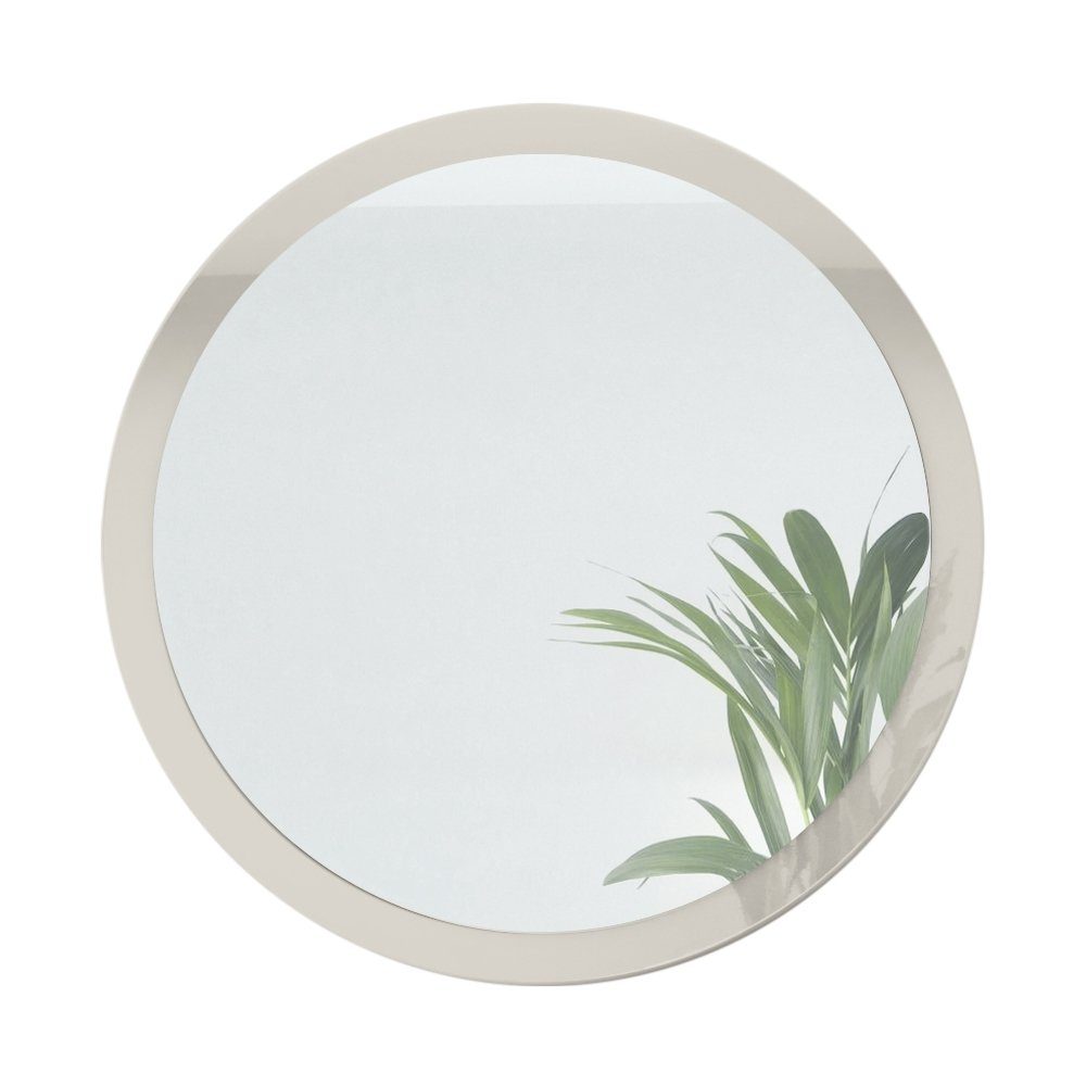 Vladon und (dekorativer für MDF-Rahmen), runder Wohnzimmer mit Sandgrau Globe Flur Spiegel, Wandspiegel Durchmesser) cm in Hochglanz (80
