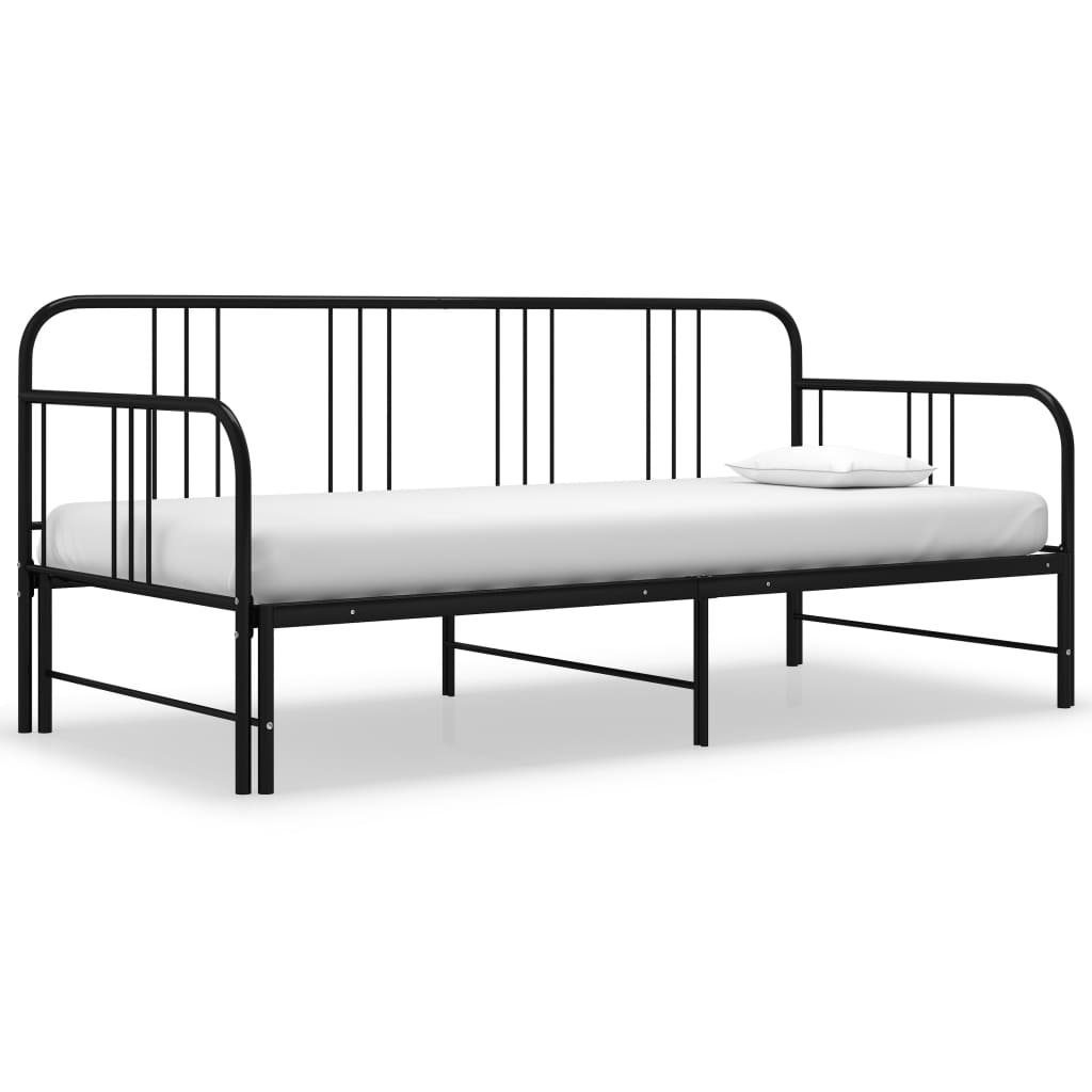furnicato Bett Tagesbett Ausziehbar Schwarz Metall günstig online kaufen