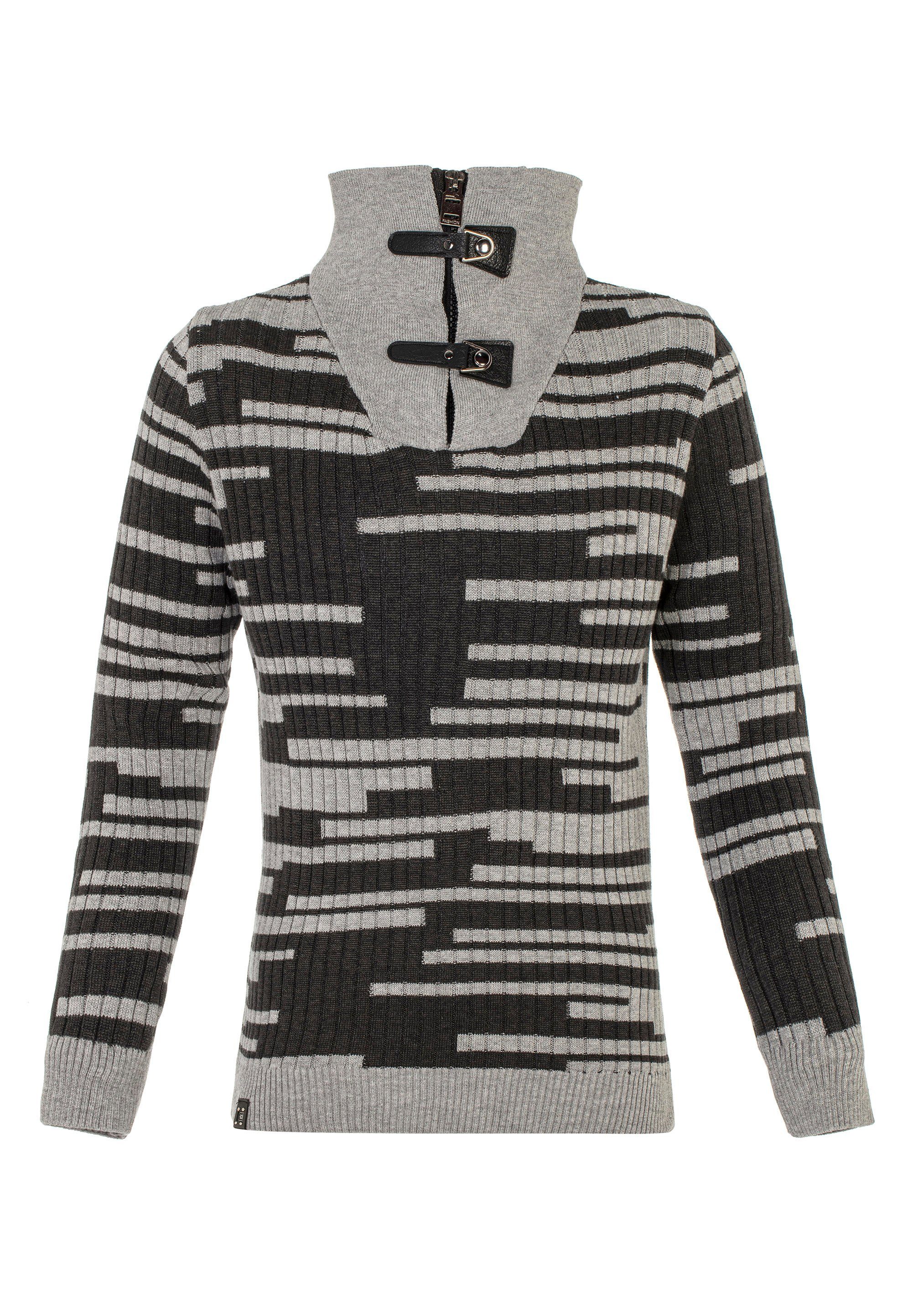 Cipo & Baxx toller in Streifenoptik Strickpullover grau