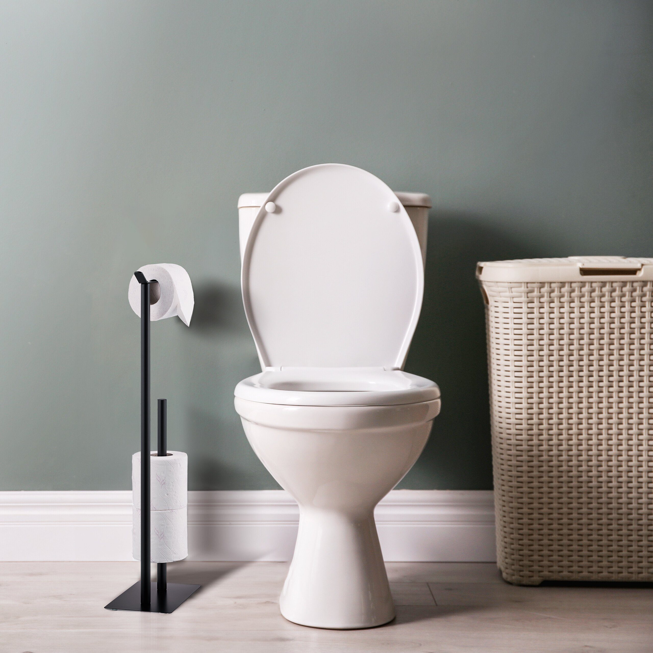 relaxdays Toilettenpapierhalter stehend, schwarz günstig online kaufen