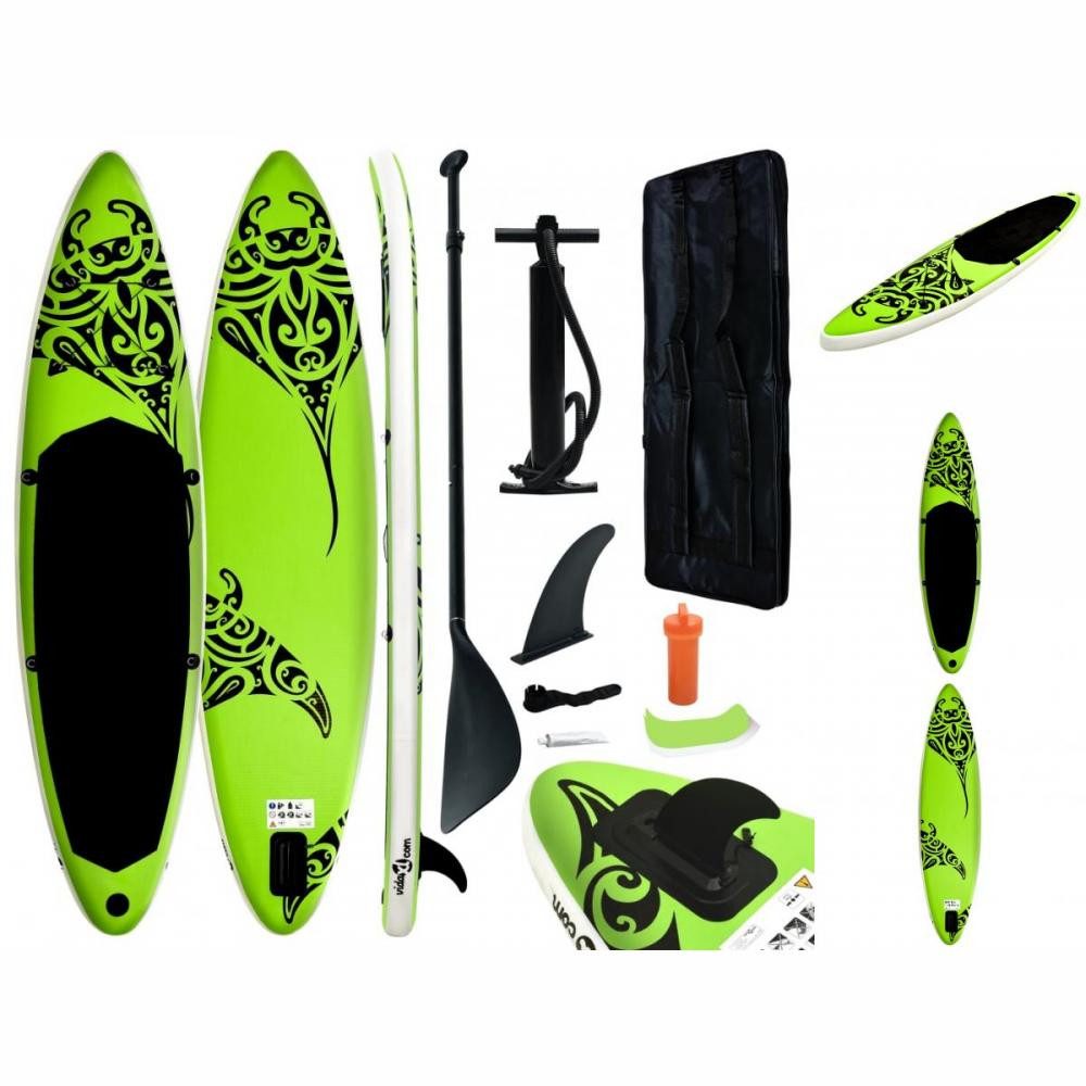 vidaXL Schlauchboot Aufblasbares Stand Up Paddle Board Set 305x76x15 cm Grün