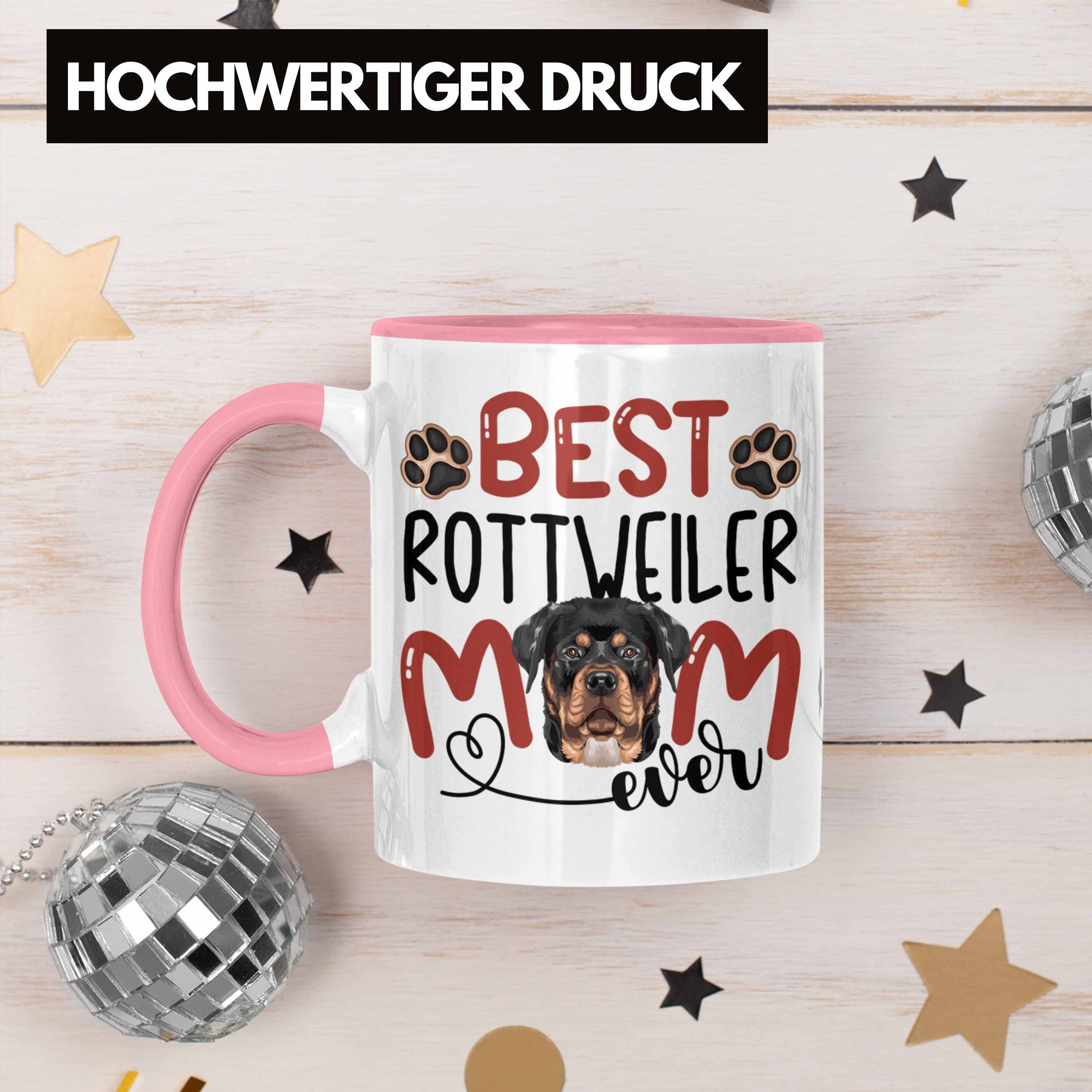 Trendation Tasse Rottweiler Geschenkidee Rosa Mom Besitzerin Lustiger Geschenk Spruch Tasse