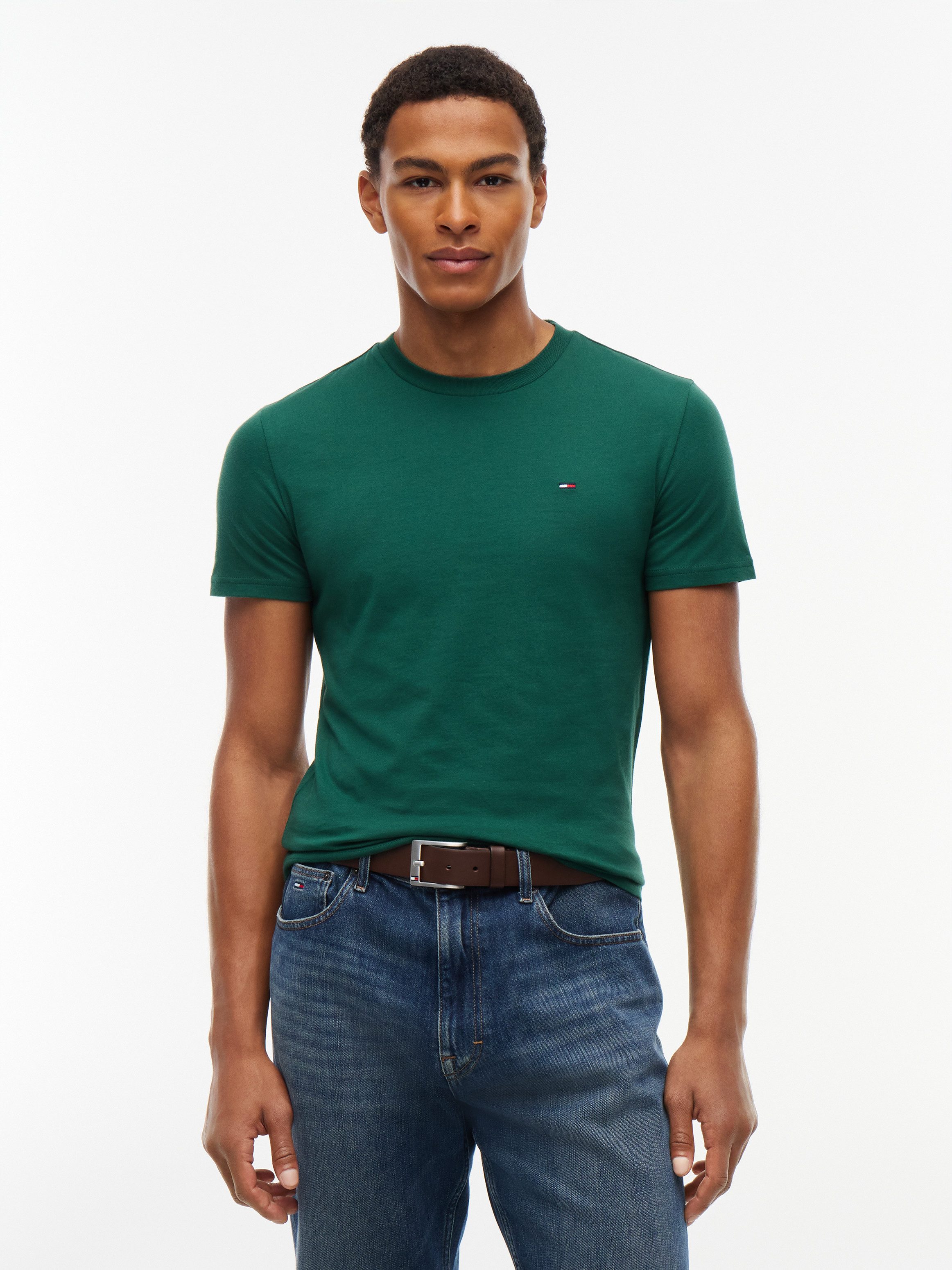 Tommy Jeans Rundhalsshirt TJM XSLIM 2PACK JERSEY TEE EXT (Packung, 2er-Pack) Logostickerei, 2Pack