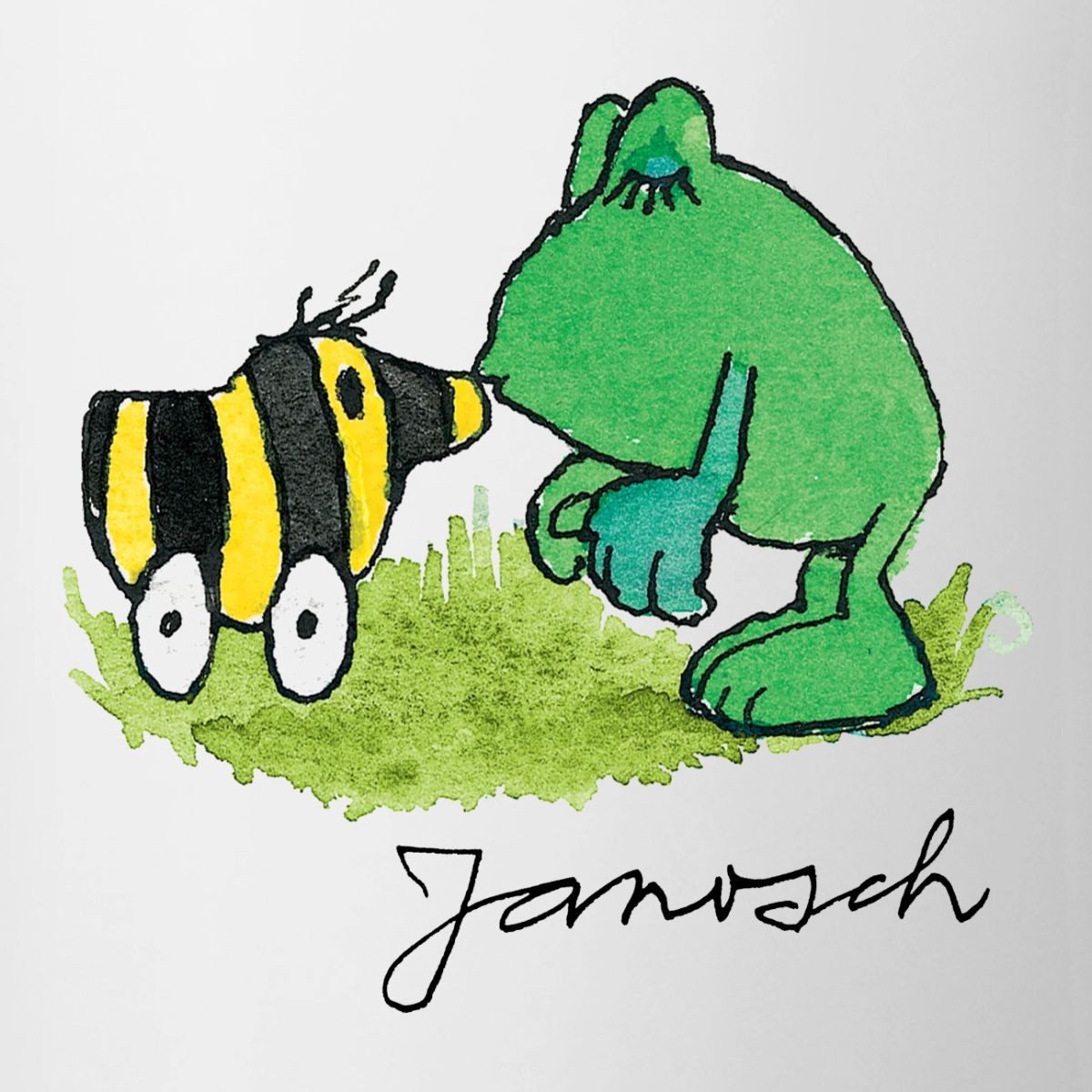 Spreadshirt Tasse Janosch Frosch Tigerente Kuss Tasse Zweifarbig, Keramik
