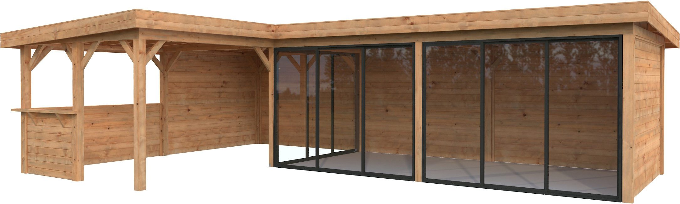 Palmako Gartenhaus Lenna 33,2 m², Set 720 Slide Plus, BxT: 916x628 cm