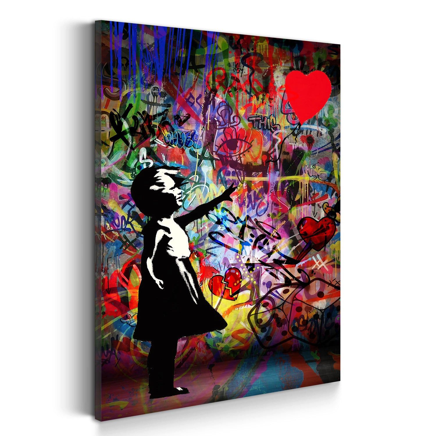Artedinoi Leinwandbild Mädchen Graffiti Street Art Wandbild Leinwandbild Kunst XXL Deko, Mädchen, Graffiti