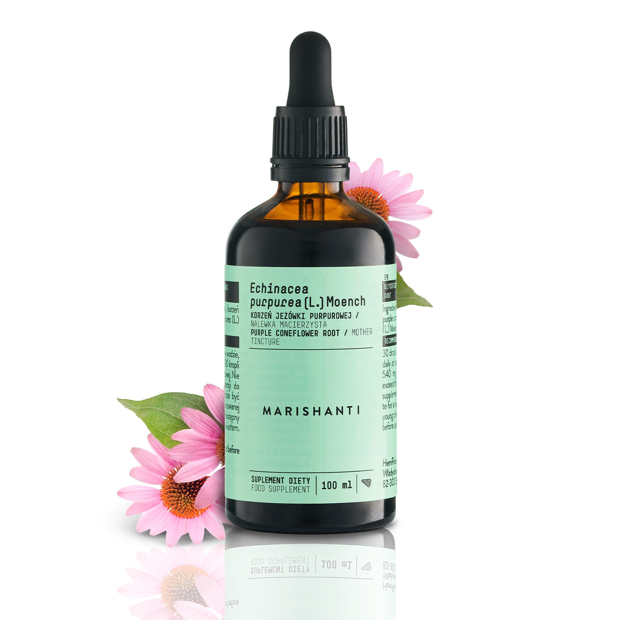 MARISHANTI Echinacea Extrakt – alkoholfreie Tropfen, als pflanzliche Tinktur aus (Echinacea purpurea) à 100 ml, – Vegan