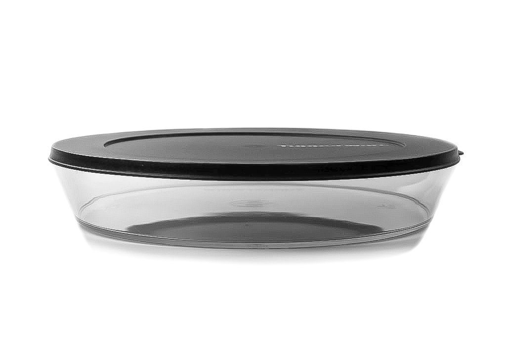 TUPPERWARE Servierschüssel Clear Collection 2,0 L flach schwarz + SPÜLTUCH