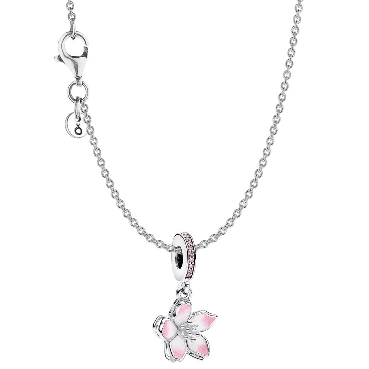 Pandora Kette mit Anhänger 68304, für Damen Silber Geschenkset Kirschblüte
