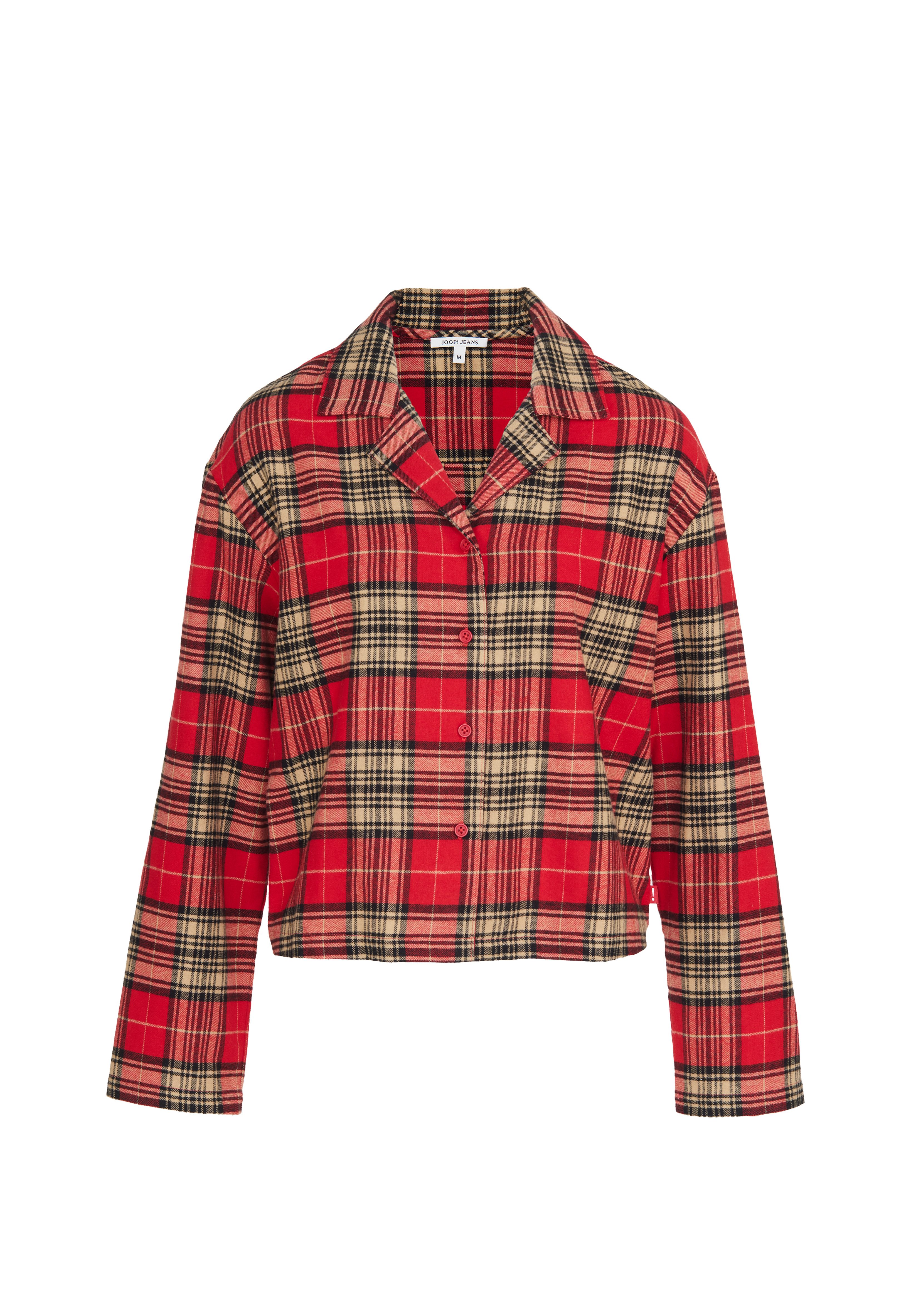 Joop Jeans Pyjamaoberteil After Dark (JOOP! Jeans) Karo-Design, Knöpfe, Langarm, Fleece-Qualität