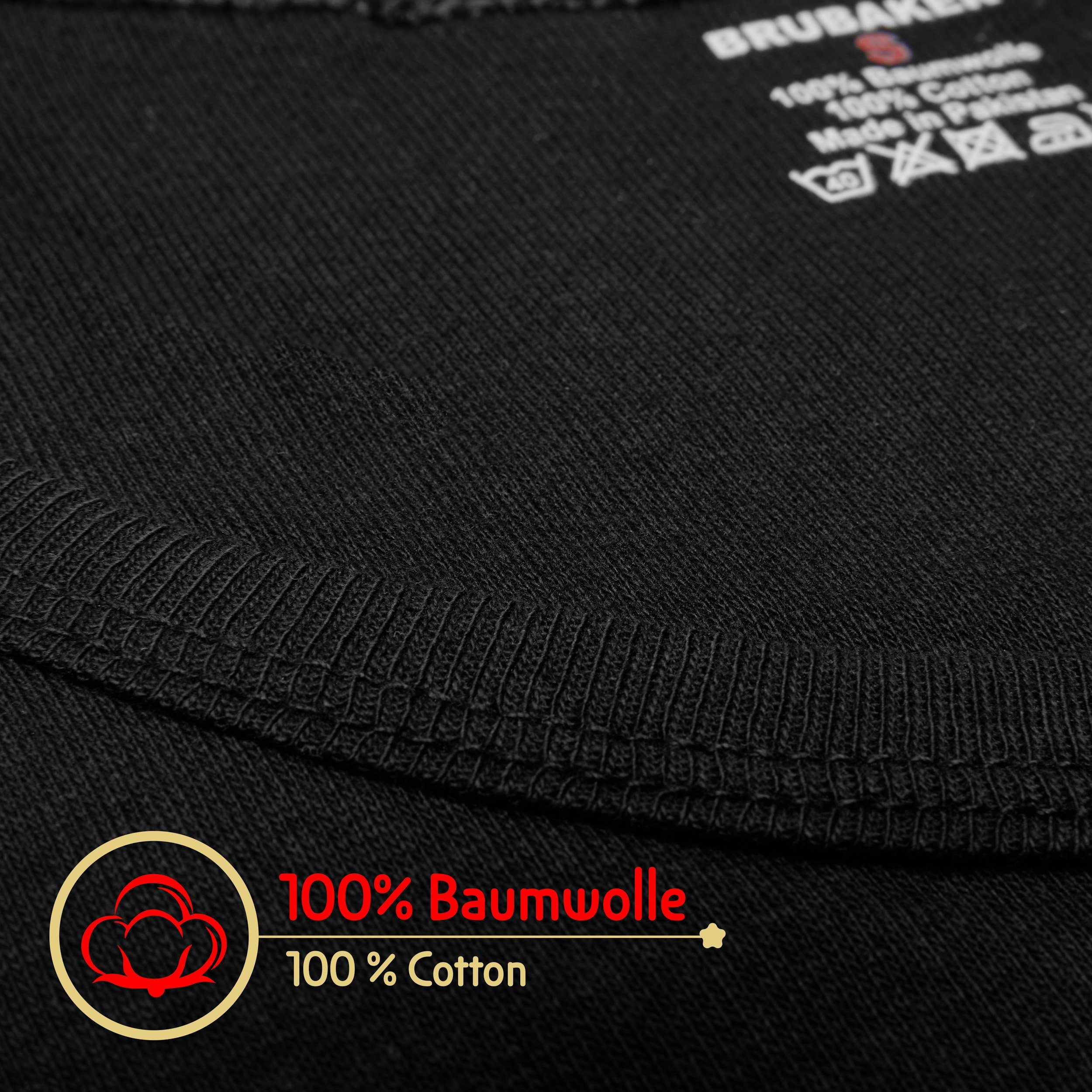 BRUBAKER Muskelshirt Tank Top Unterhemd mit Rundhals Ausschnitt (5er-Pack) Baumwolle Herren Tanktop, Extra Lang für Männer, Schlicht Basic