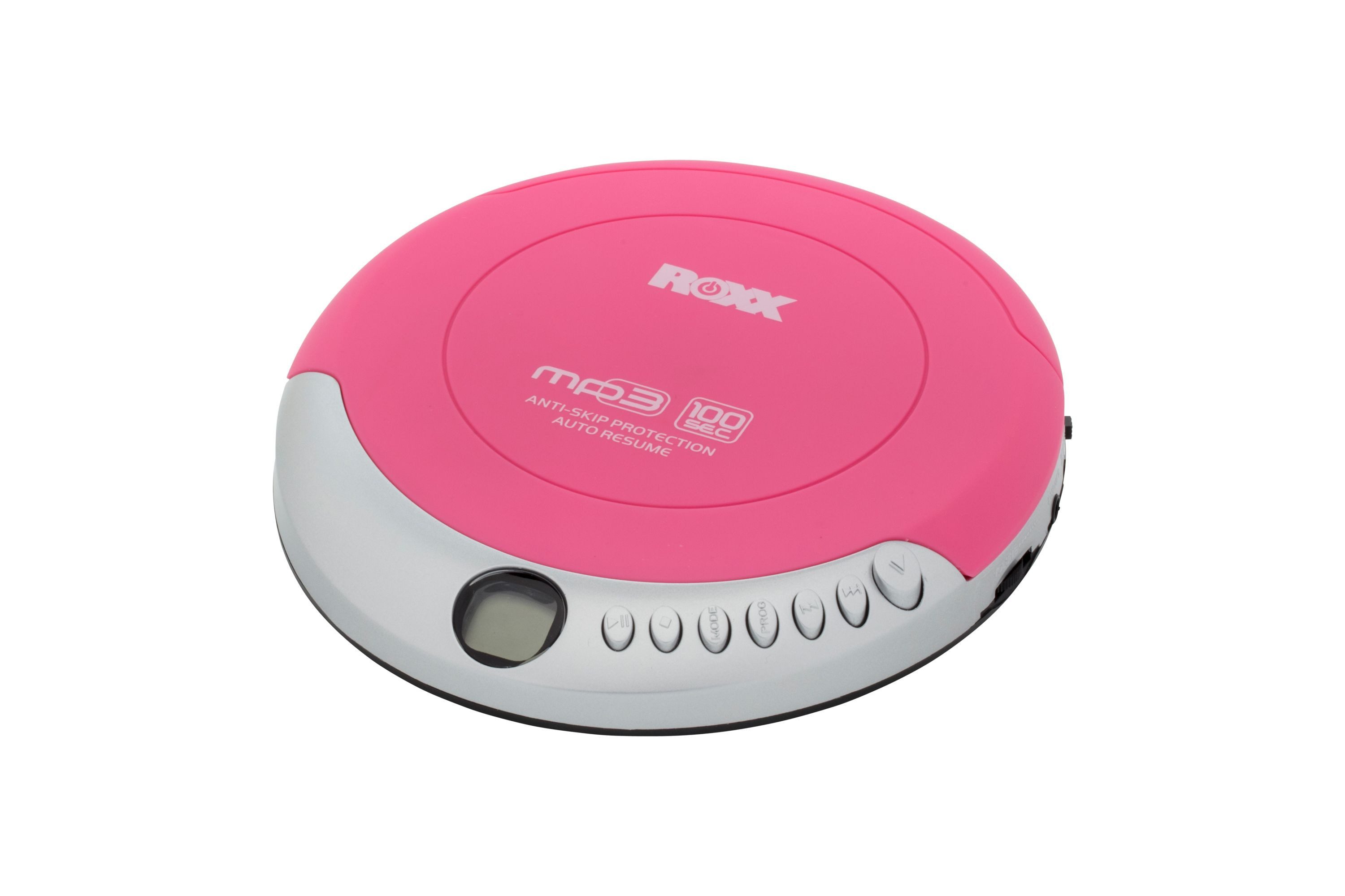ROXX PCD-501 pink CD-Player (Tragbarer MP3-CD-Player mit Anti-Schock, LCD-Display, inkl Kopfhörer)