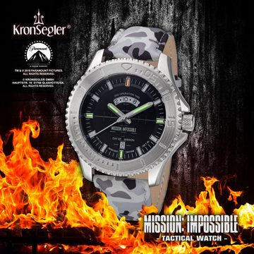 Kronsegler Quarzuhr Mission Impossible Armbanduhr H3 Tritium, m. Lederband