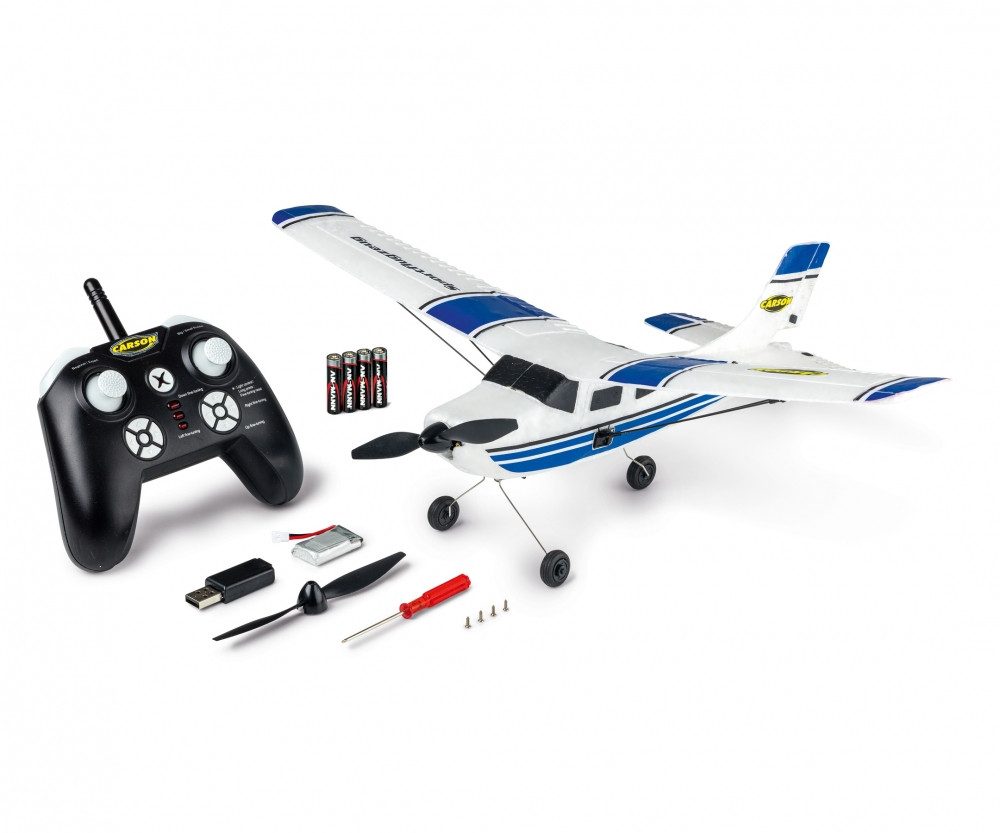Carson RC Flieger Sportflugzeug 2,4Ghz 100% RTR blau RC-Ladegerät