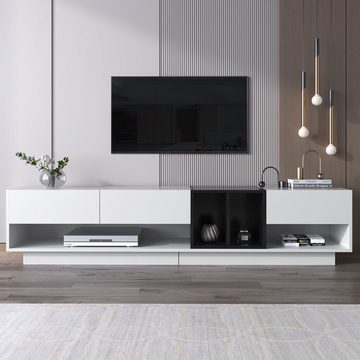REDOM Lowboard TV-Schrank, Kombination in Hochglanz-Weiß und Schwarz, Breite 190cm