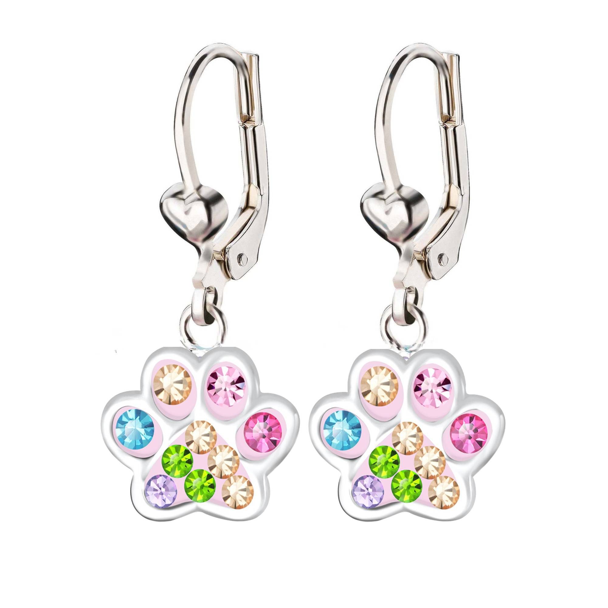 schmuck23 Paar Ohrhänger Kinder Ohrringe Kristall Pfote 925 Silber, Sterling Silber