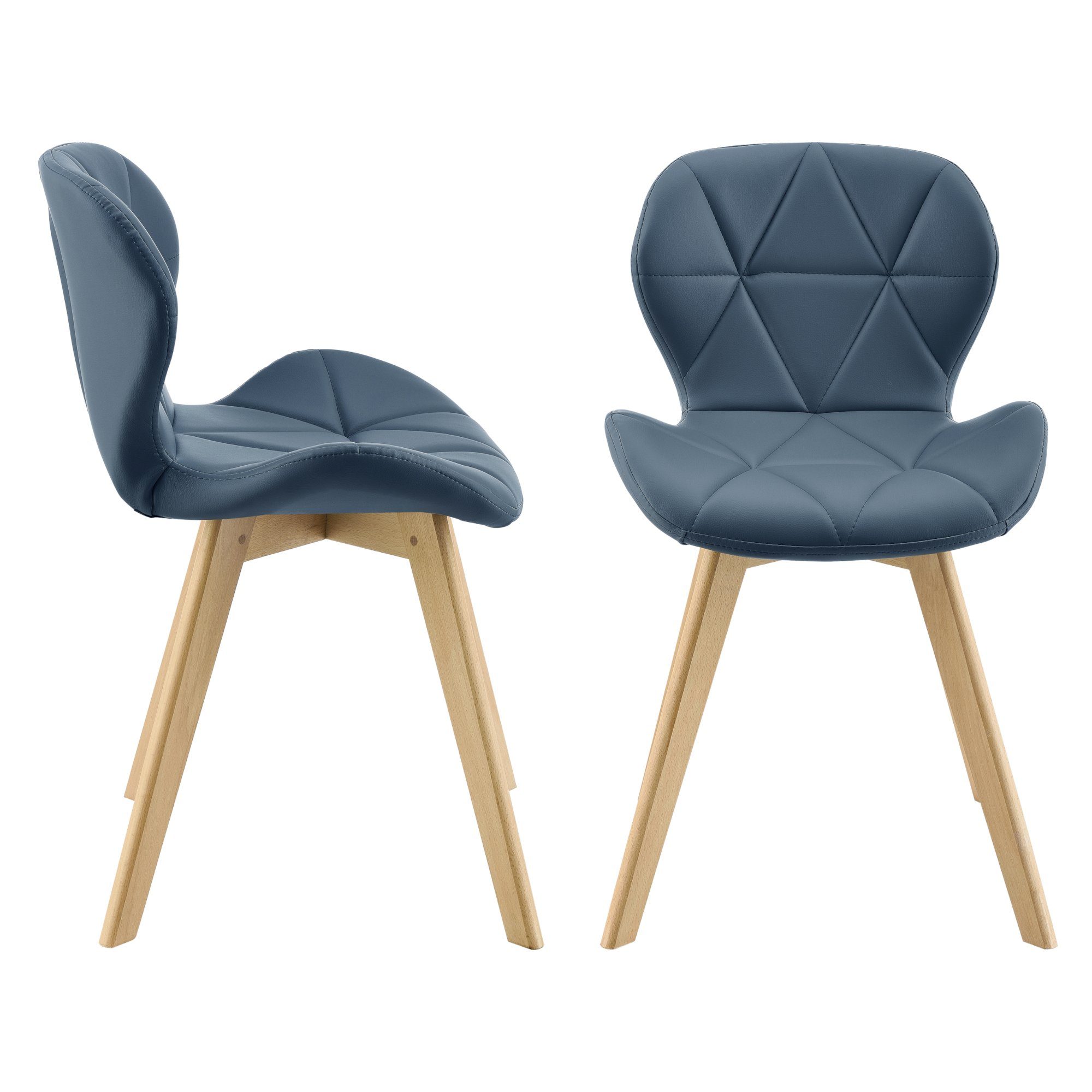 Stuhl blau 2er blau | Blau en.casa Älmhult Esszimmerstuhl, 81x57cm Kunstleder Set