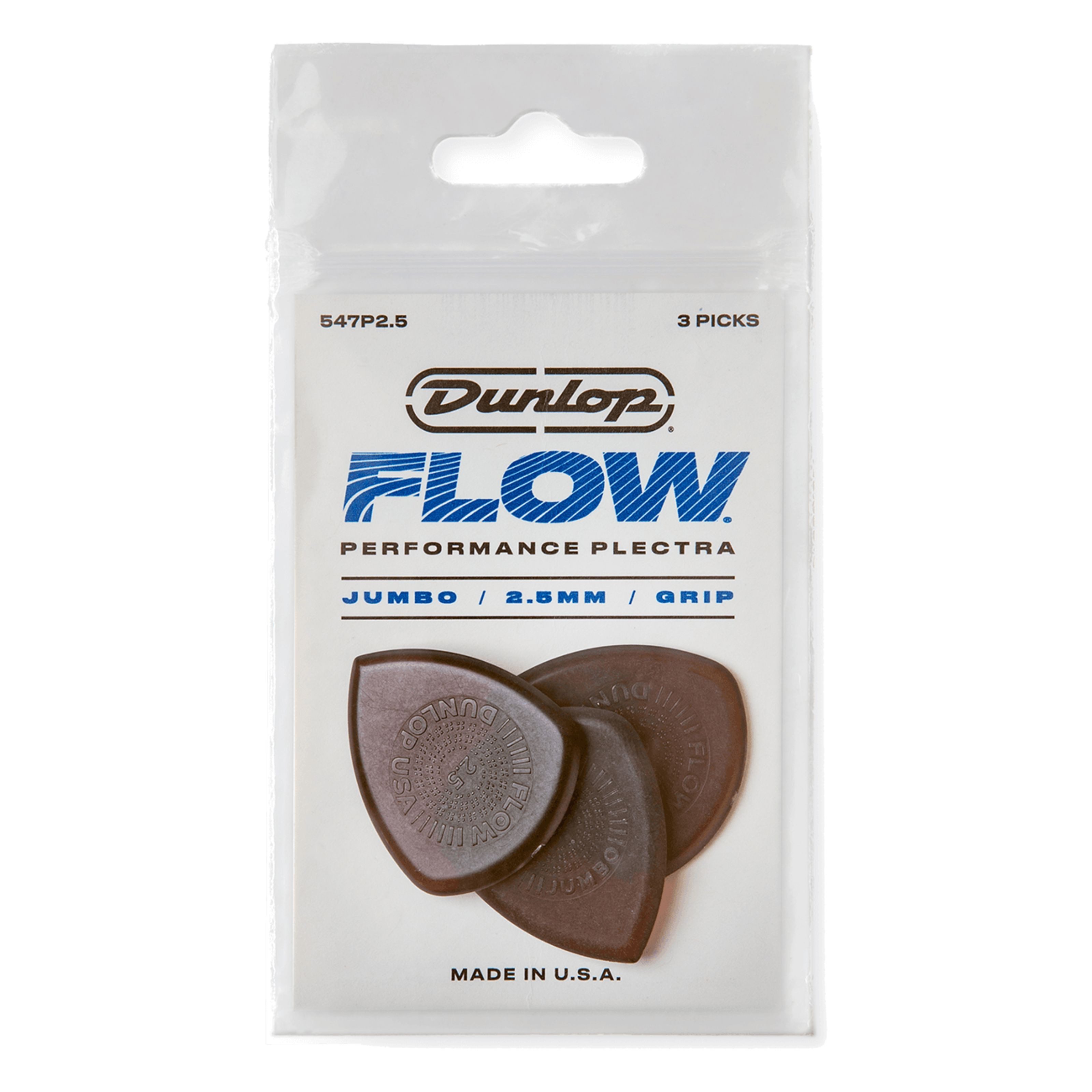 Dunlop Plektrum, 547P2.5 Flow Jumbo Grip Picks 2,50 mm - Plektren Set