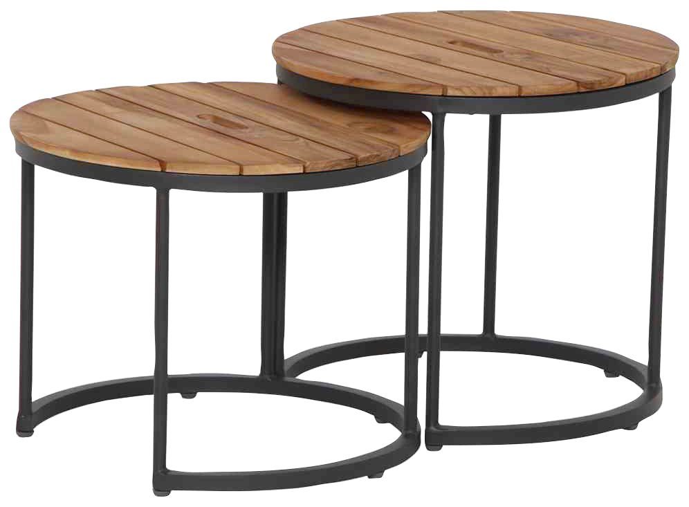 Ø50x46 Beistelltisch + 50x41 cm Ø Siena cm,Teakholz Garden Baros,