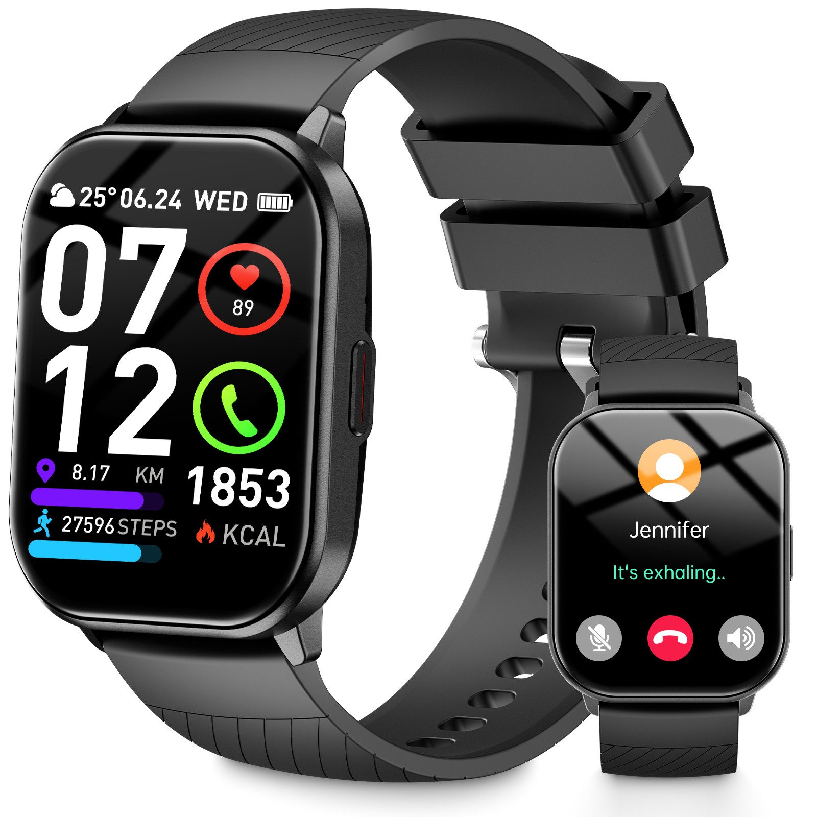 Yuede Smartwatch Damen Herren, Neueste Fitness Uhr mit Anruffunktion Smartwatch (1,83 Zoll), Fitness Tracker Armbanduhr mit Schrittzähler, Blutsauerstoff, Blutdruckmessung, Schlafüberwachung, AI Voice und SNS-Benachrichtigung etc., Bluetooth 5.3 Sportuhr, IP67 wasserdicht, unterstützt 120+ Sportmodi, verfügbar für Android 5.0+ / iOS 9.0+