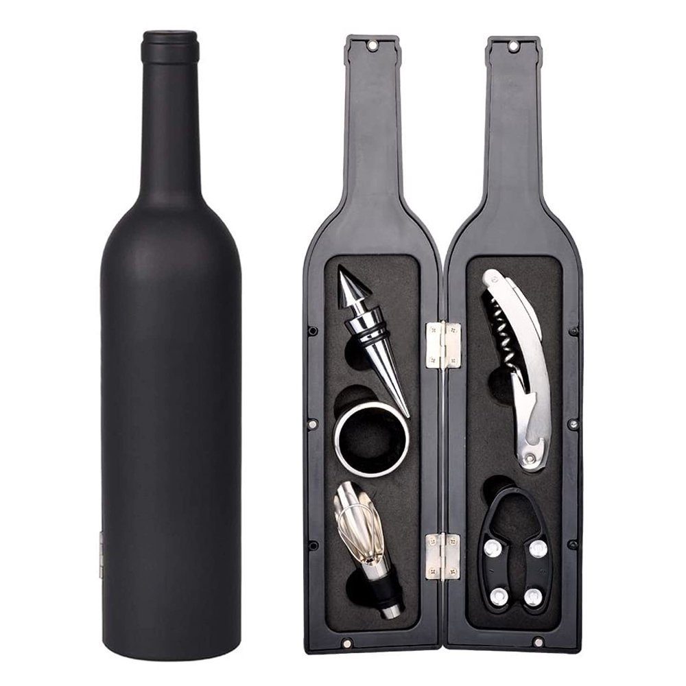 Cheffinger Korkenzieher 6 Tlg Wein Zubehör Accessoires Set in Flaschenform Korkenzieher, (6 tlg)