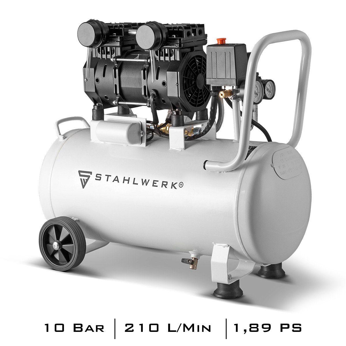 STAHLWERK Kompressor Druckluft Flüsterkompressor ST-310 Pro mit 10 Bar | Druckluftgeräte