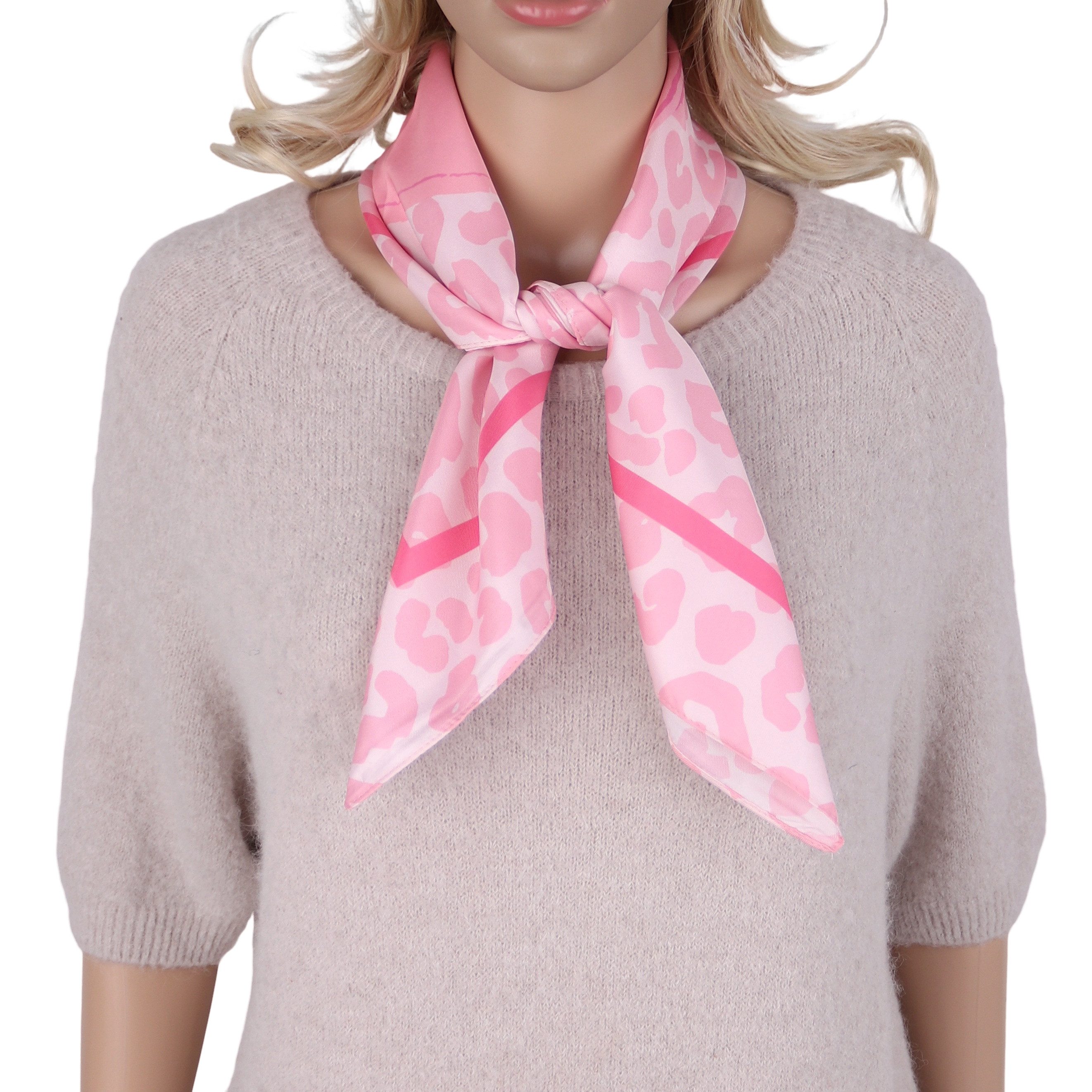 MIRROSI Nickituch Vierecktuch ca. 70x70 cm Leo Muster, Damen Halstuch deal für Frühling,Sommer, Herbst