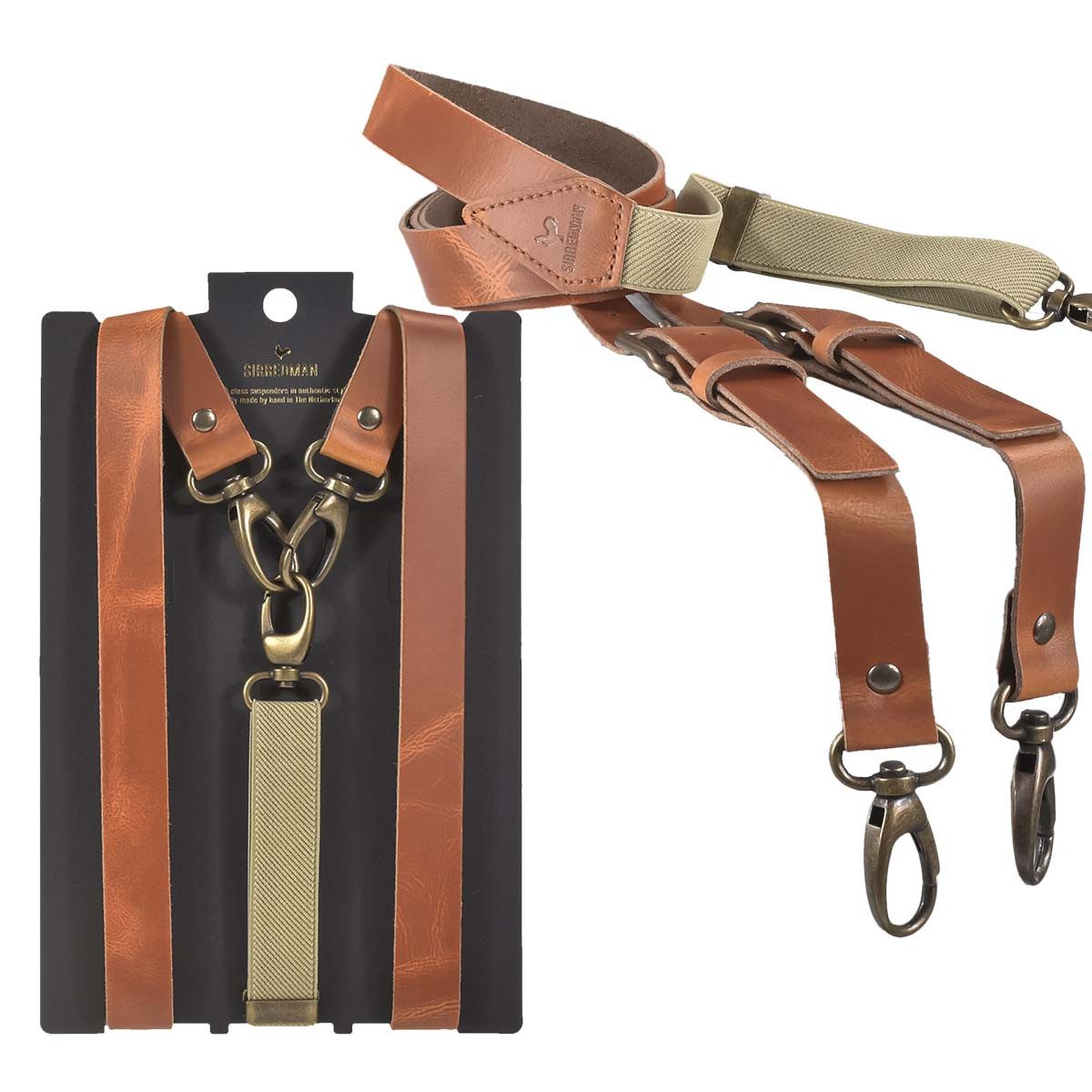 Sir Redman Hosenträger Leder mit Karabinerhaken günstig online kaufen