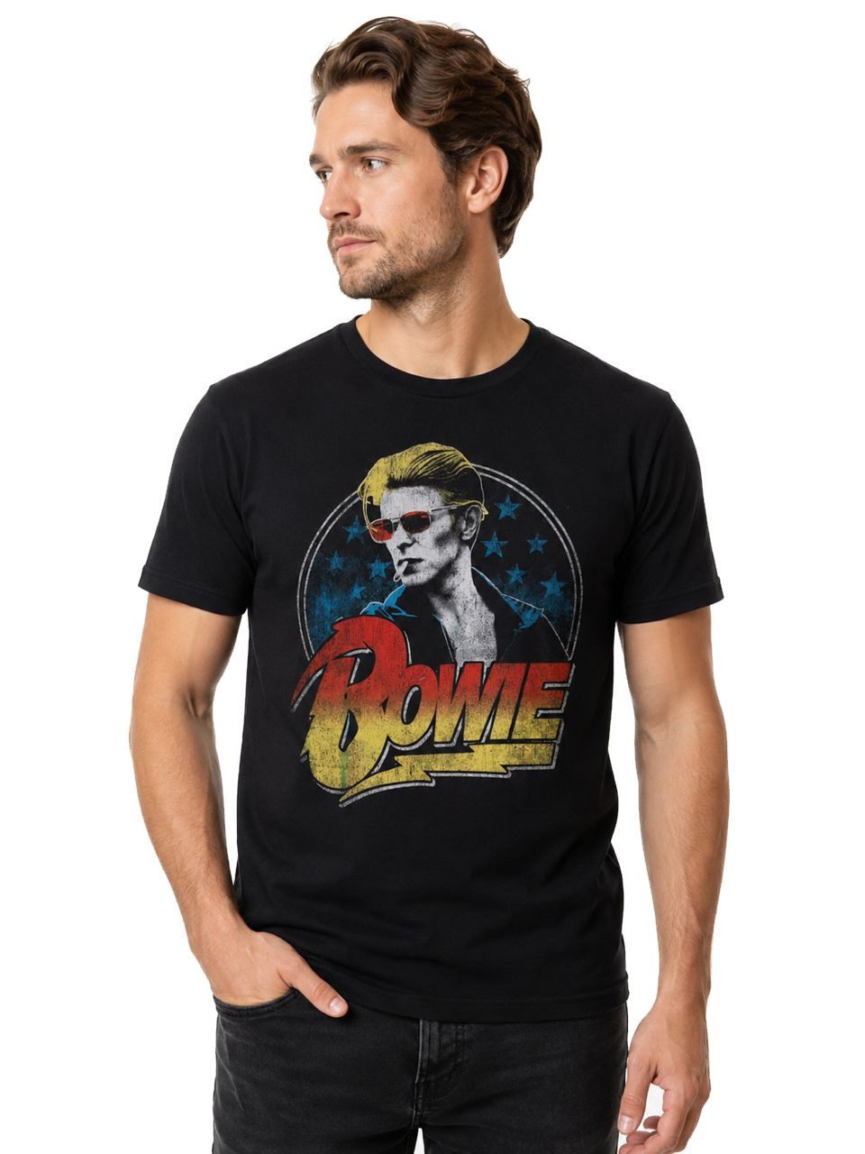 coole-fun-t-shirts Print-Shirt David Bowie Herren T-Shirt Schwarz Official Licensed Merchandise BOWIE-BANDSHIRT