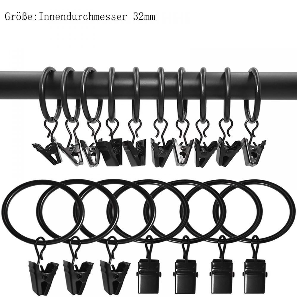 Gardinenring 100 Stück Metall Vorhangringe mit Clips, Gontence, (1-St), Vorhangclips Haken