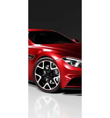MyMaxxi Dekorationsfolie Türtapete Front von rotem Sportwagen Türbild Türaufkleber Folie
