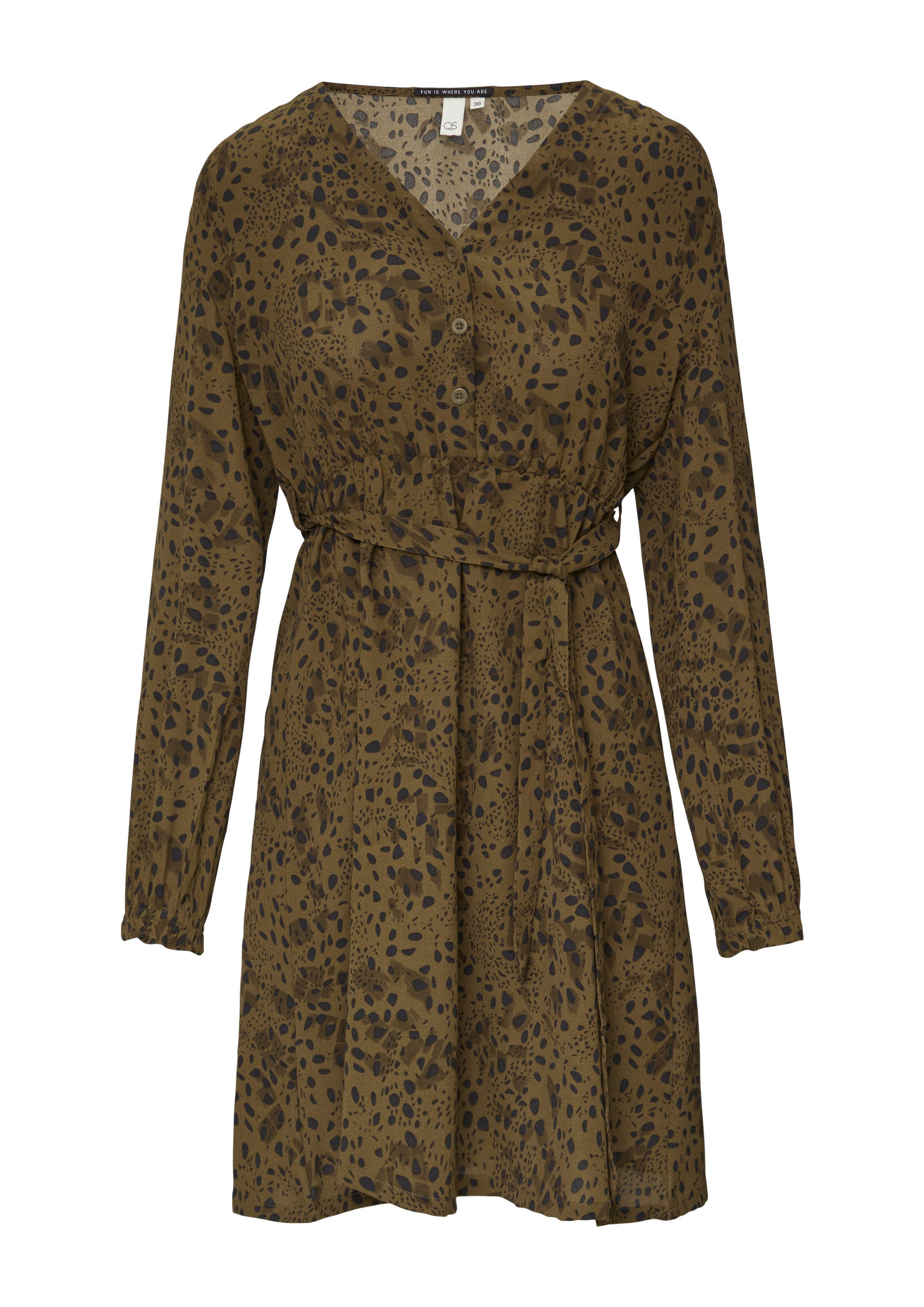 QS Minikleid Kleid Kurzes Crêpe-Kleid mit All-over-Print günstig online kaufen