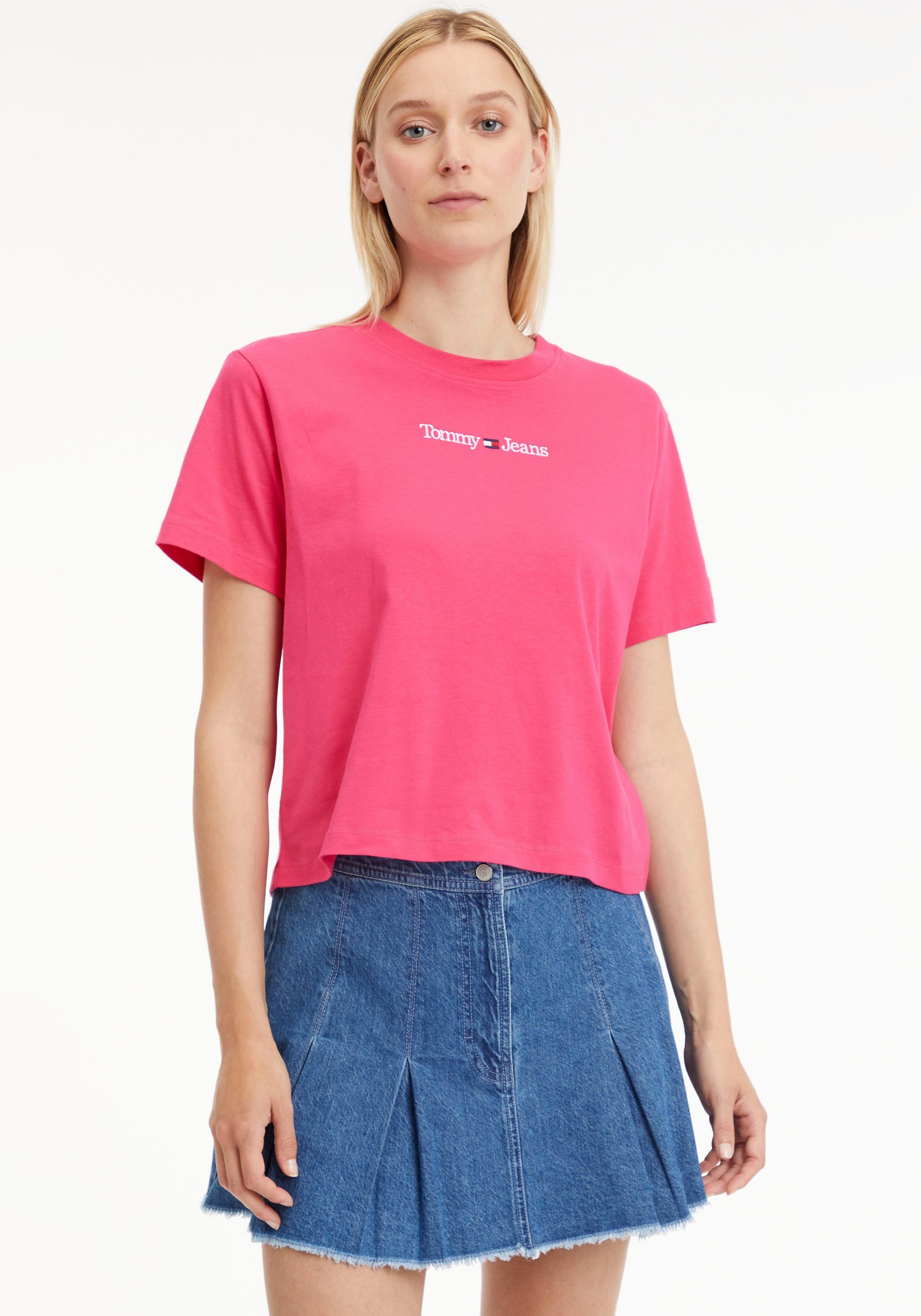 Tommy Jeans Kurzarmshirt TJW CLS SERIF LINEAR TEE mit Tommy Jeans Linear Logoschriftzug Jewel-Pink | T-Shirts