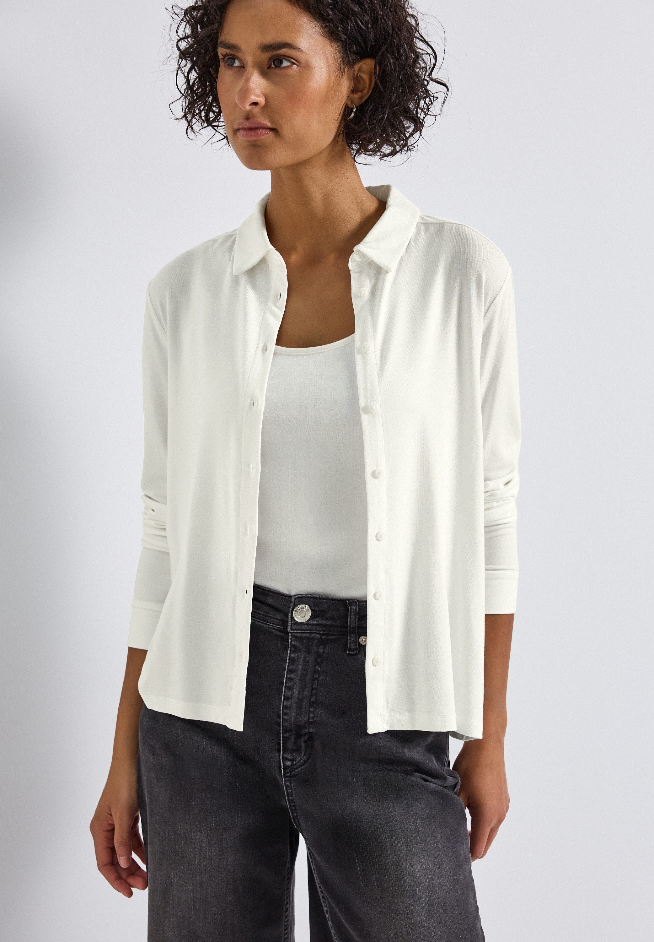 STREET ONE Langarmshirt Jersey-Shirt im Blusen-Look günstig online kaufen