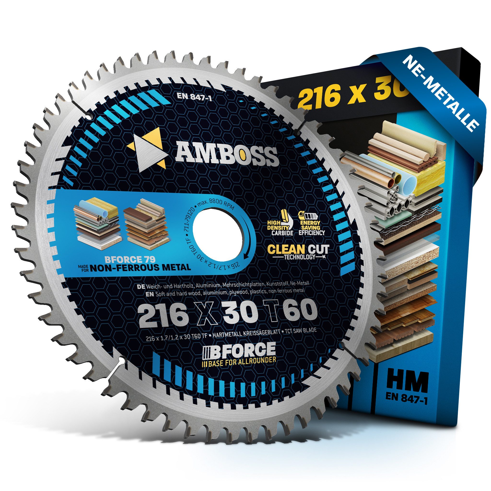Amboss Werkzeuge Kreissägeblatt HM Kreissägeblatt - 216 x 1.7/1.2 x 30 Z60 TF