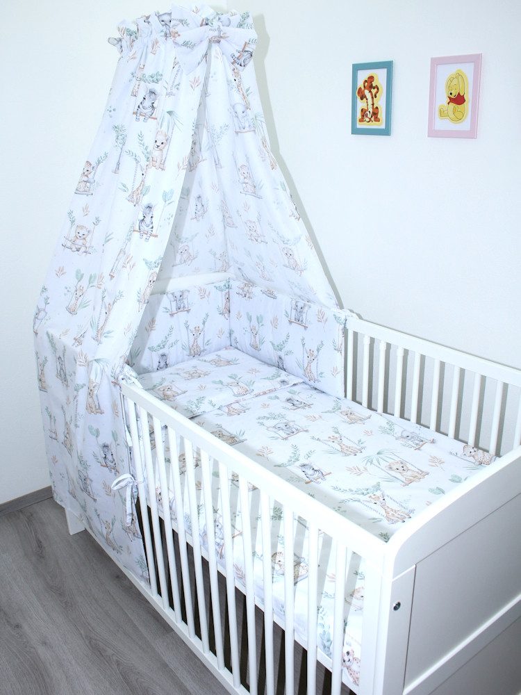 Primawela Babybettwäsche Baby Bettset- 6 teiliges Set mit Vollstoff Himmel Bettwäsche Nestchen
