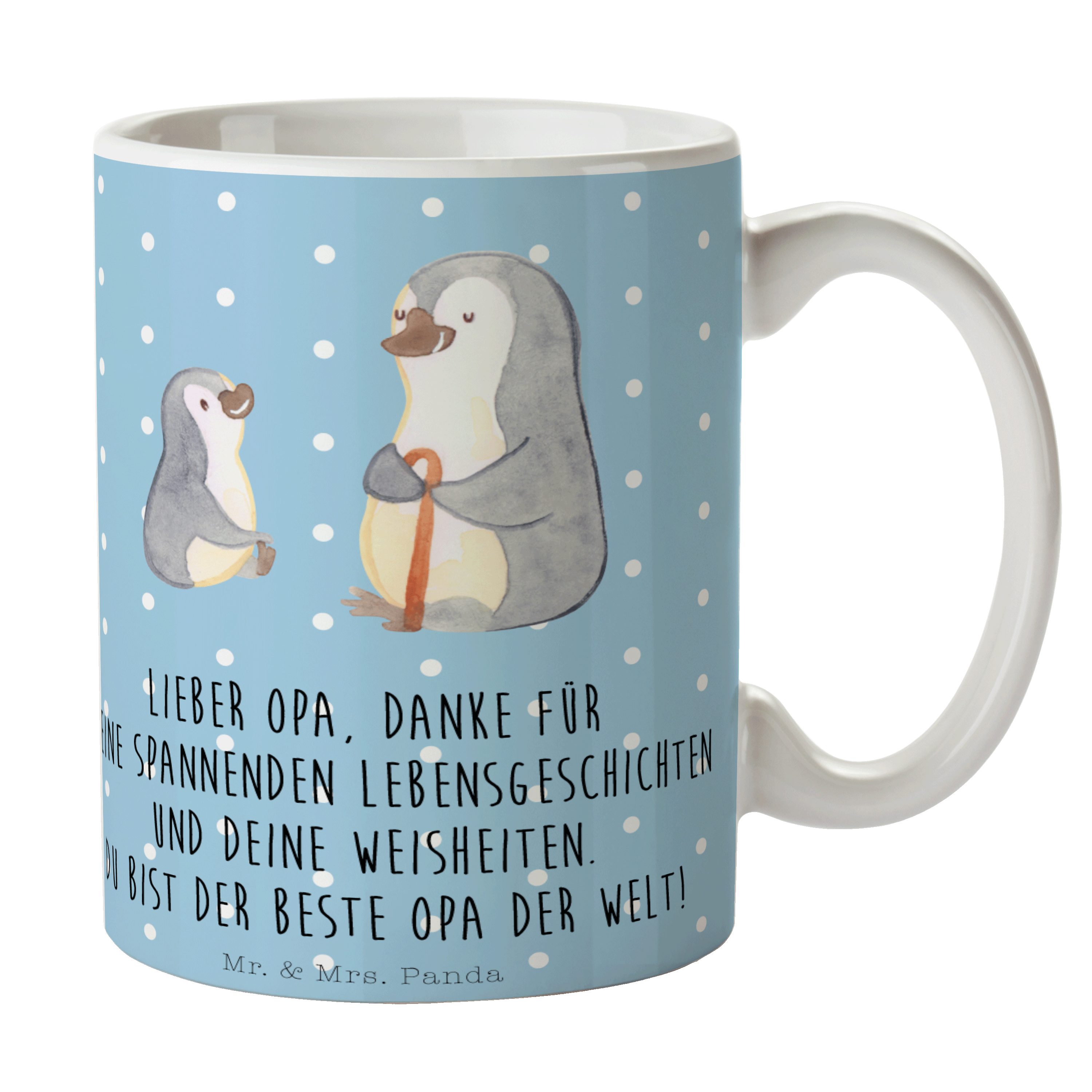 Mr. & Mrs. Panda Tasse Pinguin Opa Enkel - Blau Pastell - Geschenk, bester Opa, Papa, Kaffee, Keramik | Tassen