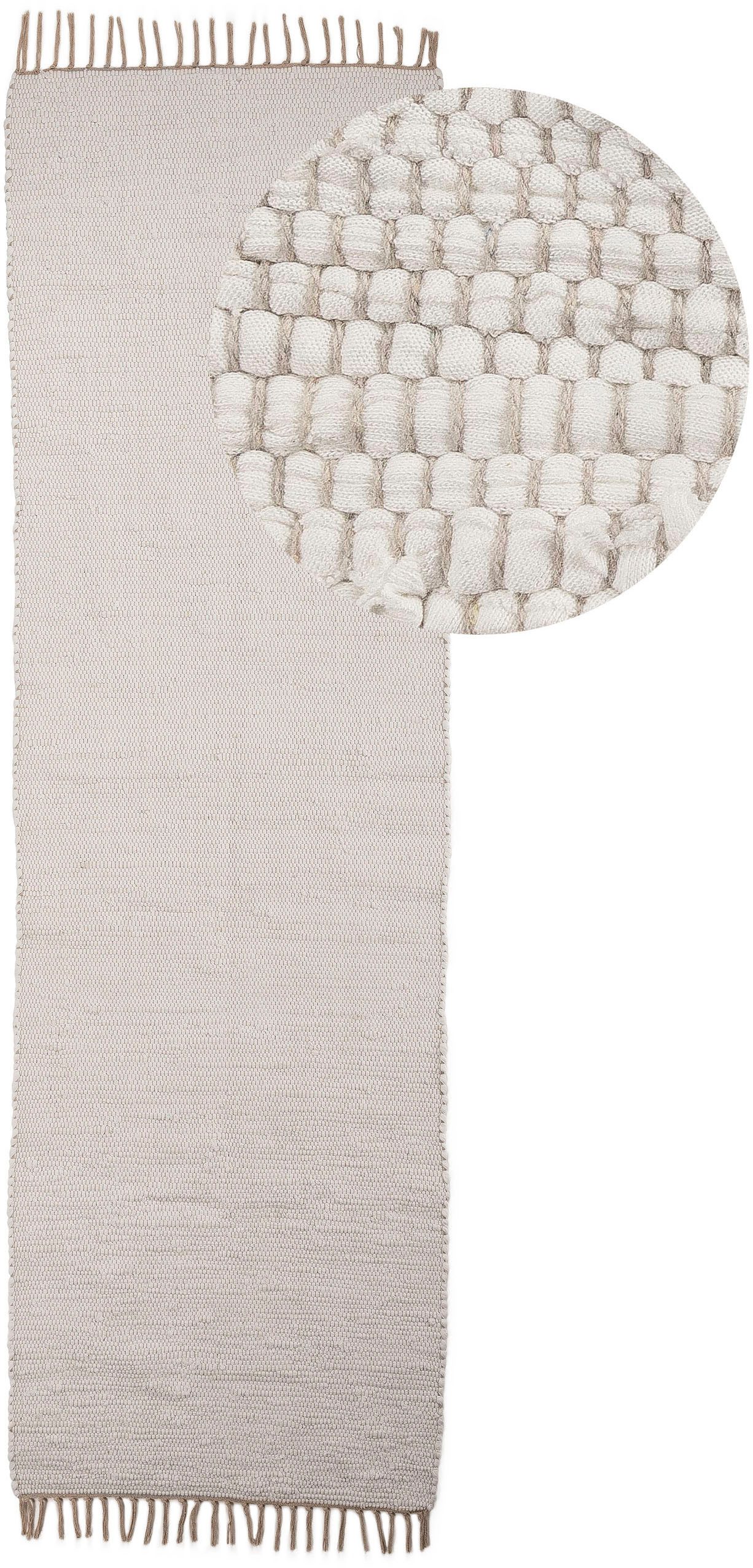 carpetfine Teppich Kelim Chindi uni, auch als Läufer, rechteckig, Höhe: 5 mm, Wendeteppich, reine Baumwolle, handgewebt, Uni-Farben, mit Fransen