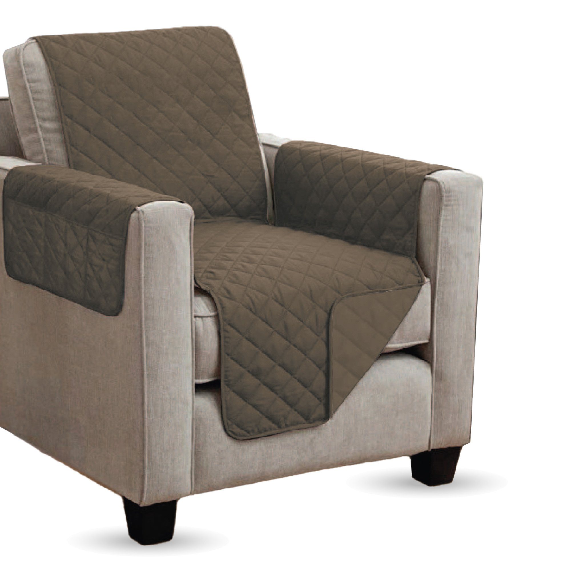 Bestlivings Sesselschoner mit Armlehnen & Taschen 190x165cm, 100% Polyester mit wattierter Polsterung, gesteppt, bei 30 °C waschbar