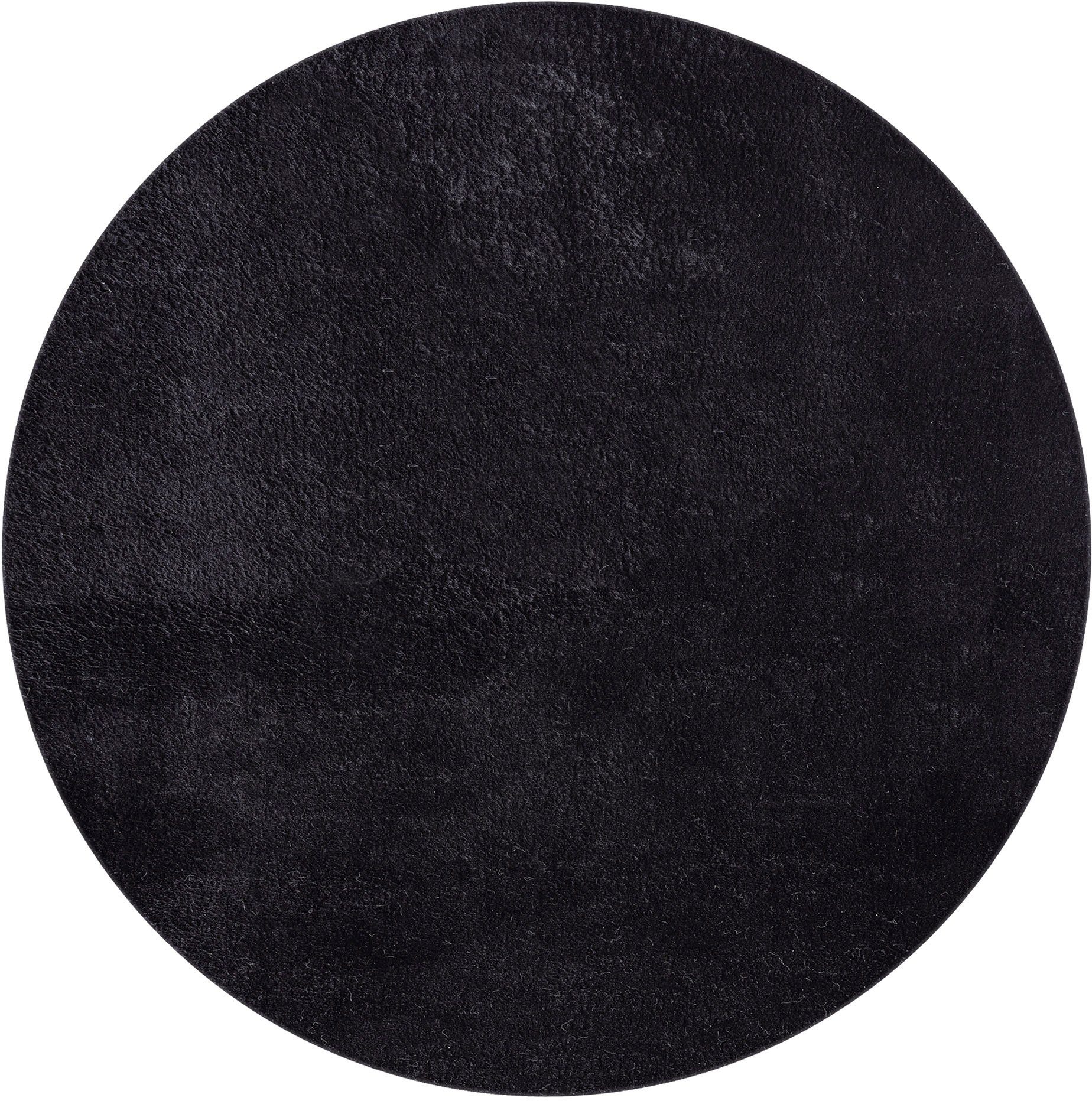 Loft 19 merinos, und Fell schwarz Höhe: kuschelig, besonders 37, Haptik mm, Kunstfellteppich Teppich weich rund,