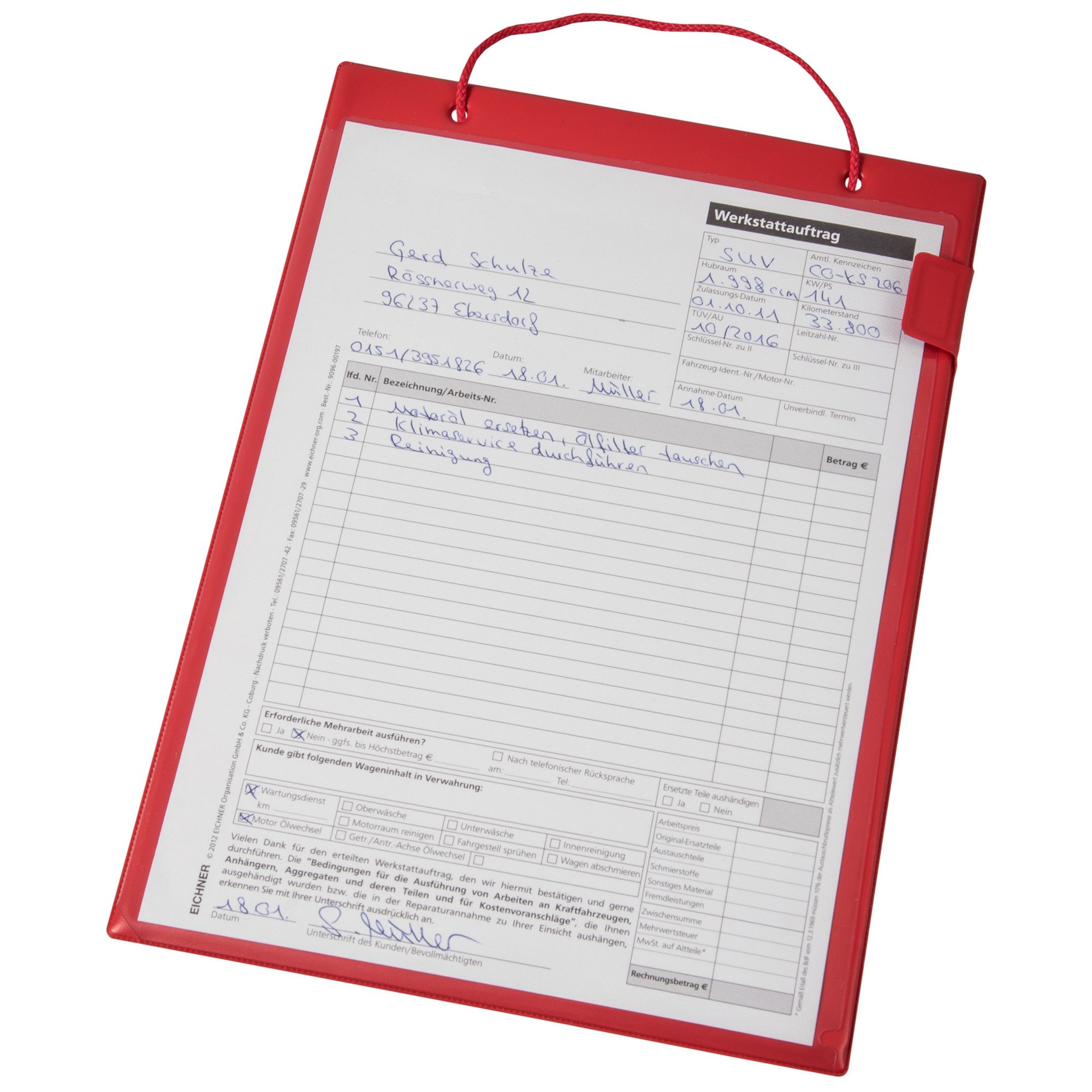 Schreibmappe Auftragstasche Basic 9015-00313 A4 rot.