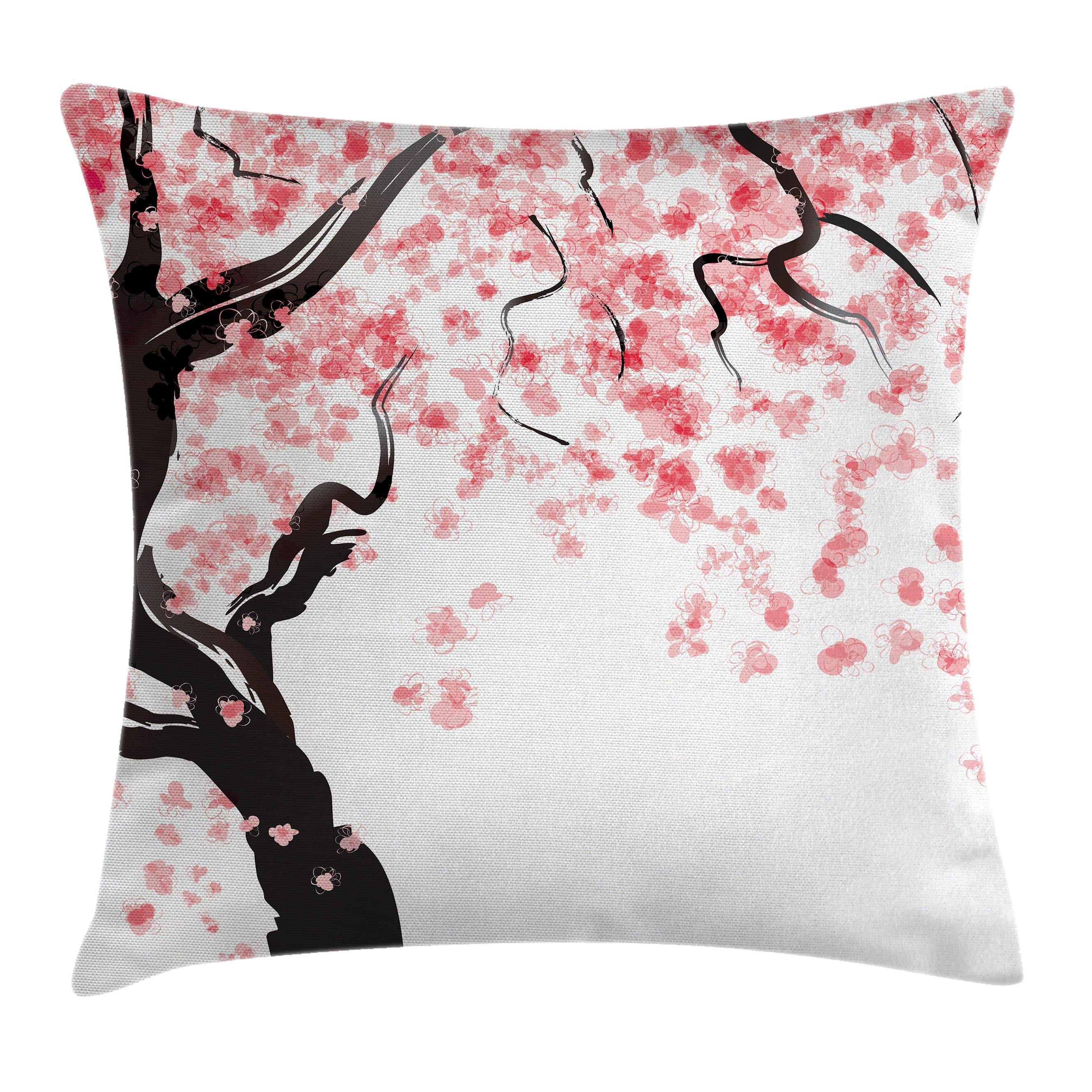 Kissenbezüge Reißverschluss Kissenhülle Farbfesten Klaren Farben Beidseitiger Druck, Abakuhaus (1 Stück), japanisch Kirschblütenbaum