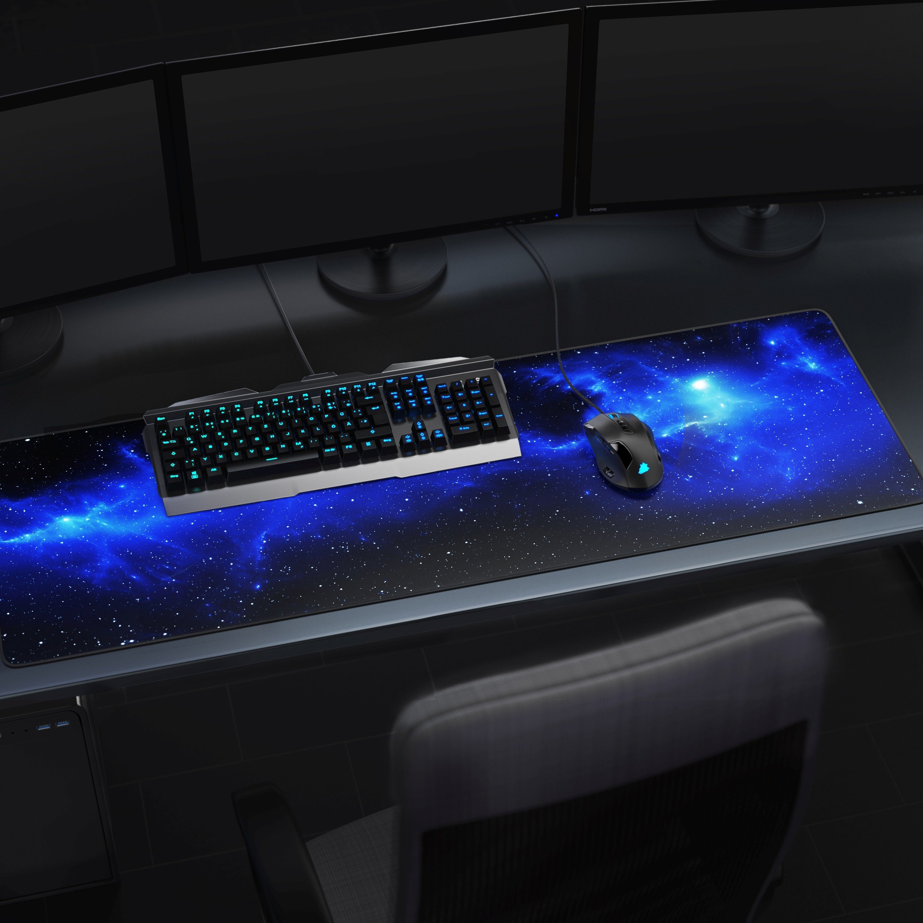 CSL Gaming Mauspad XXXL Speed Mousepad 1200 x 400 x 3 mm, große Tischunterlage, rutschfest, abwaschbar, Geschwindigkeit & Präzision, Space